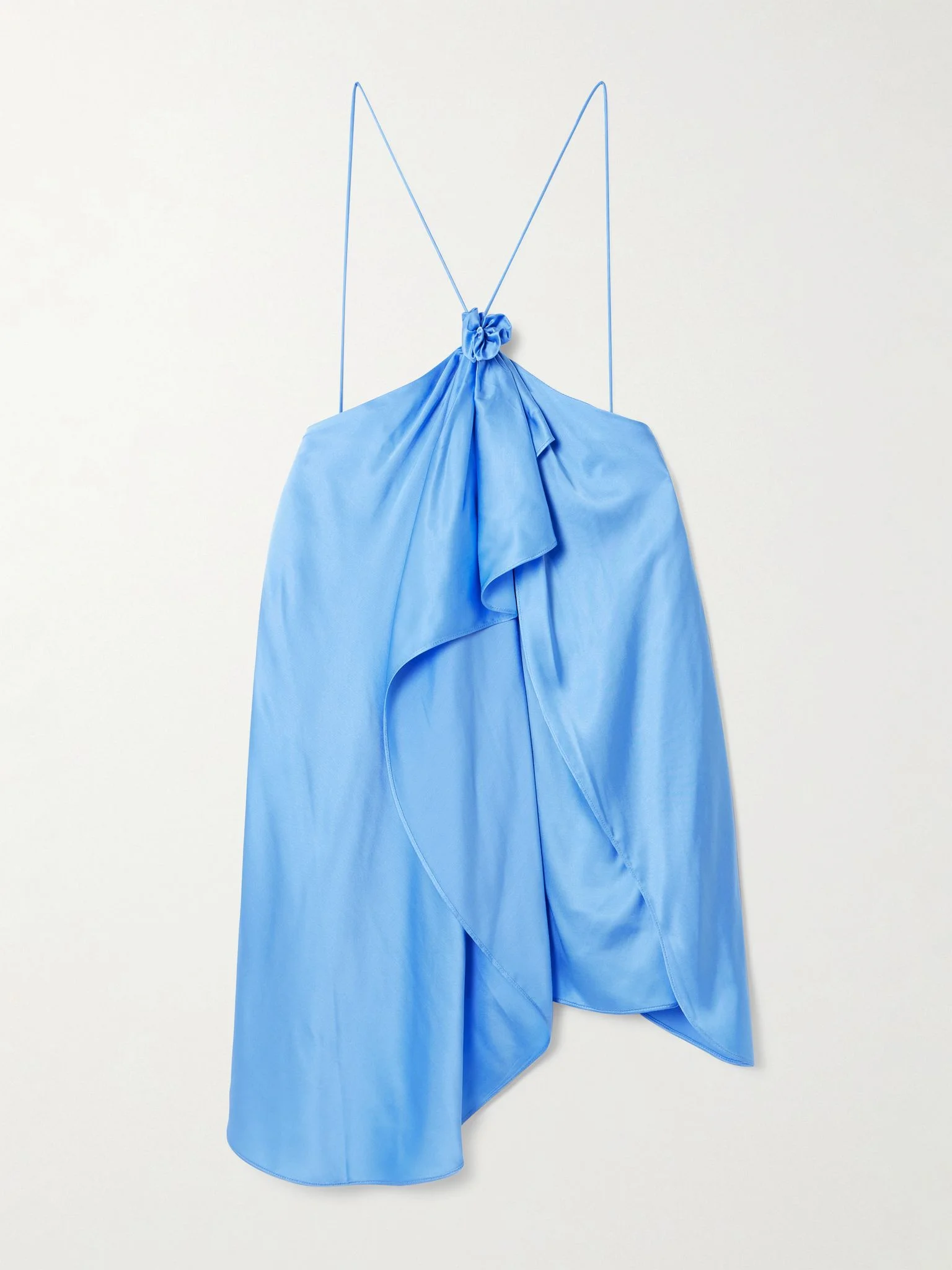 Draped satin halterneck top Blue - 1