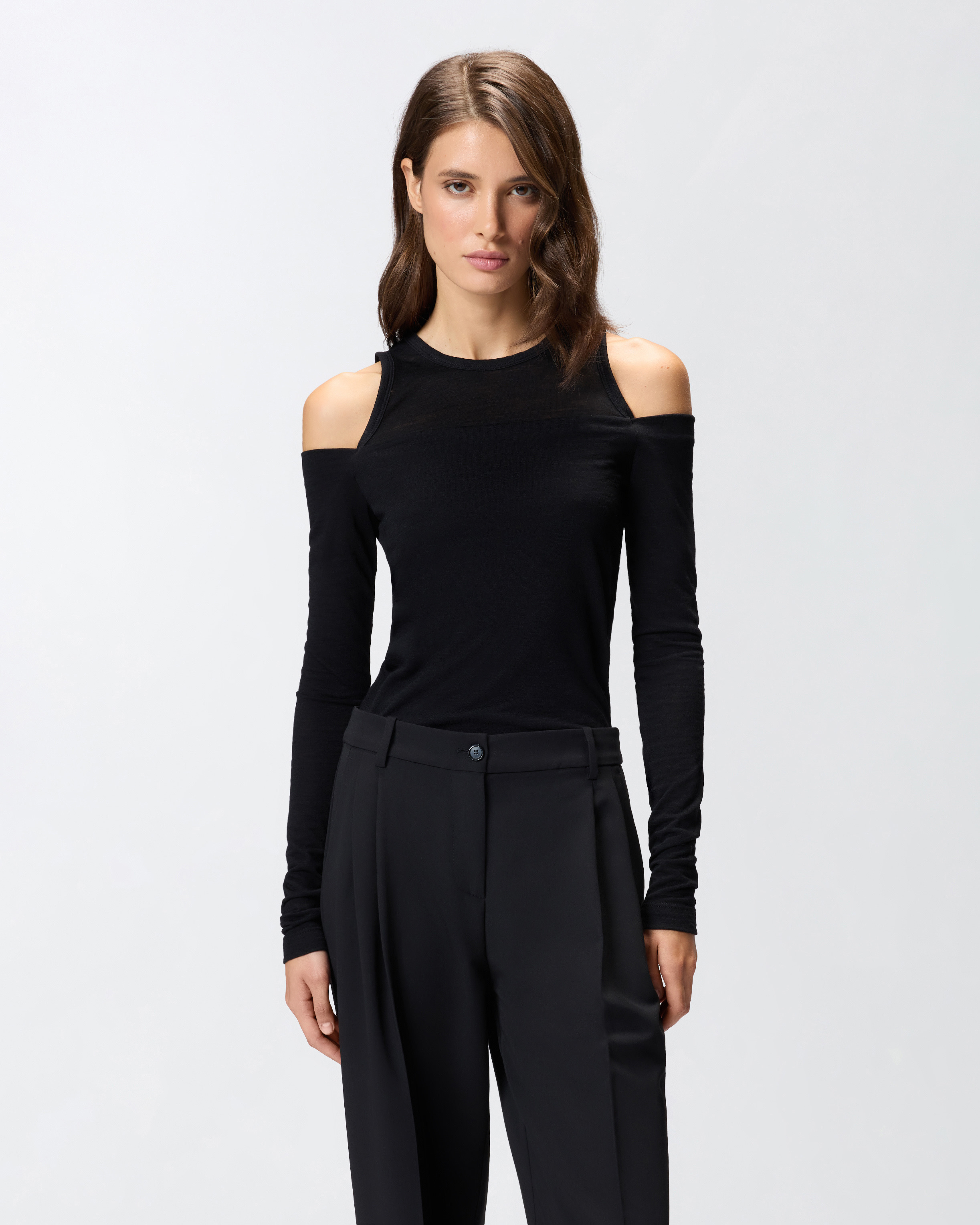 OFF-THE-SHOULDER WOOL BLEND JERSEY TOP - 2