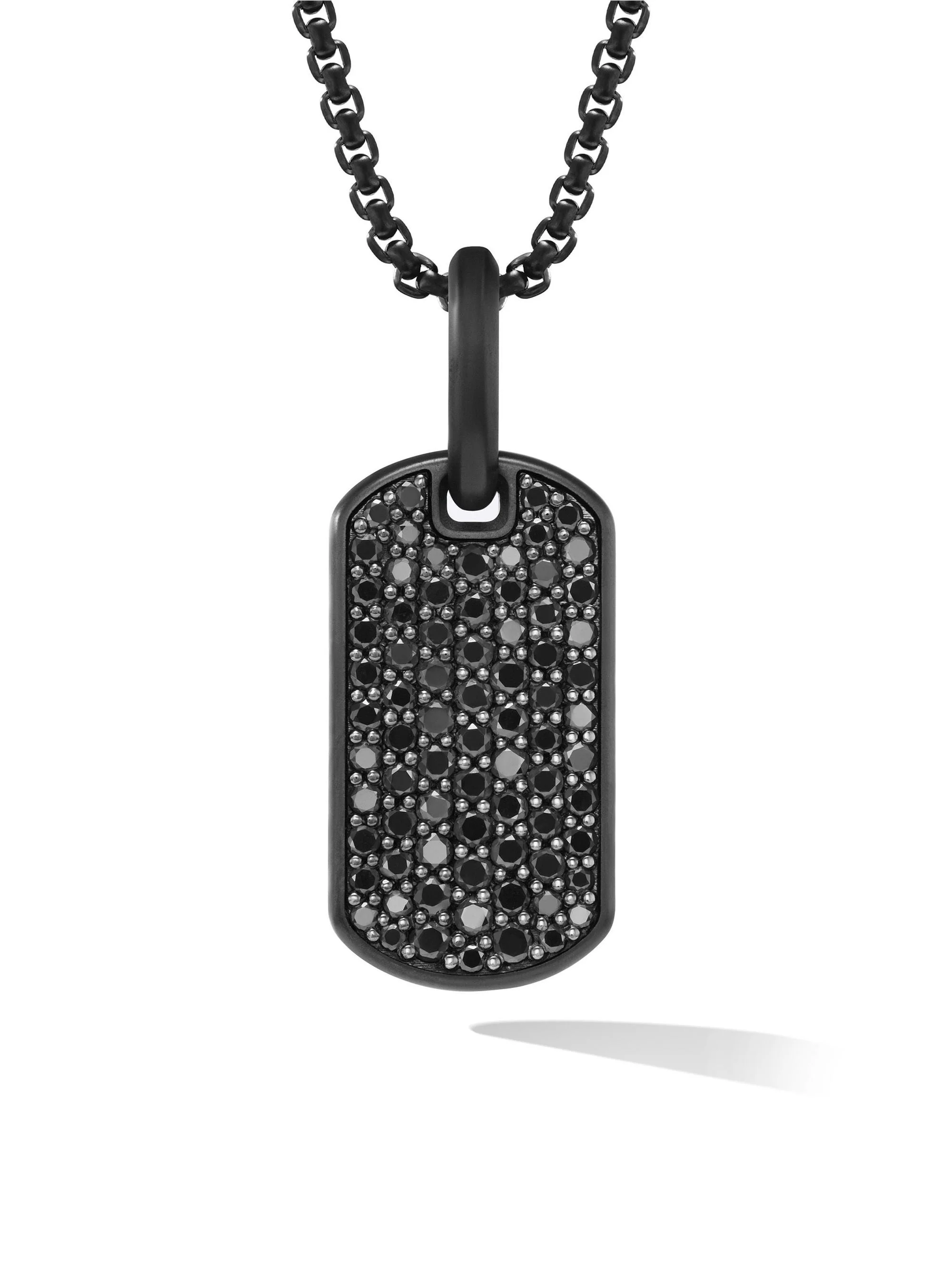 Men's Chevron Tag in Black Titanium with Sterling Silver with Black Diamonds, 21mm - Black Diamond - 1
