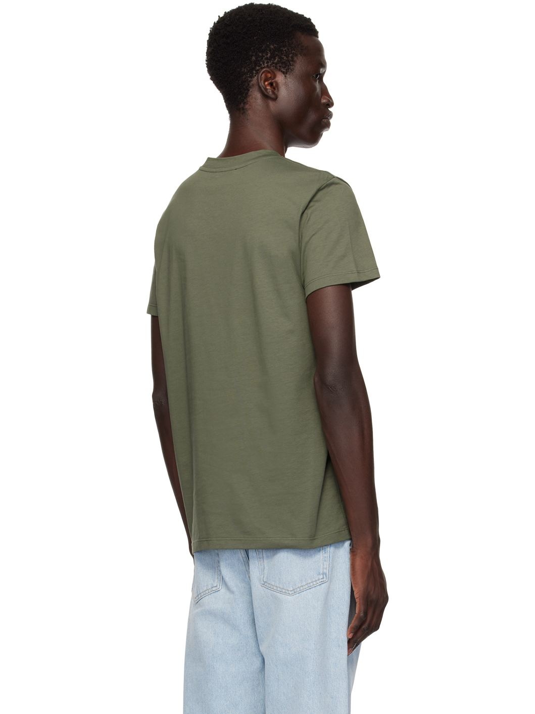 Khaki 'Balmain Paris' Flocked T-Shirt - 3