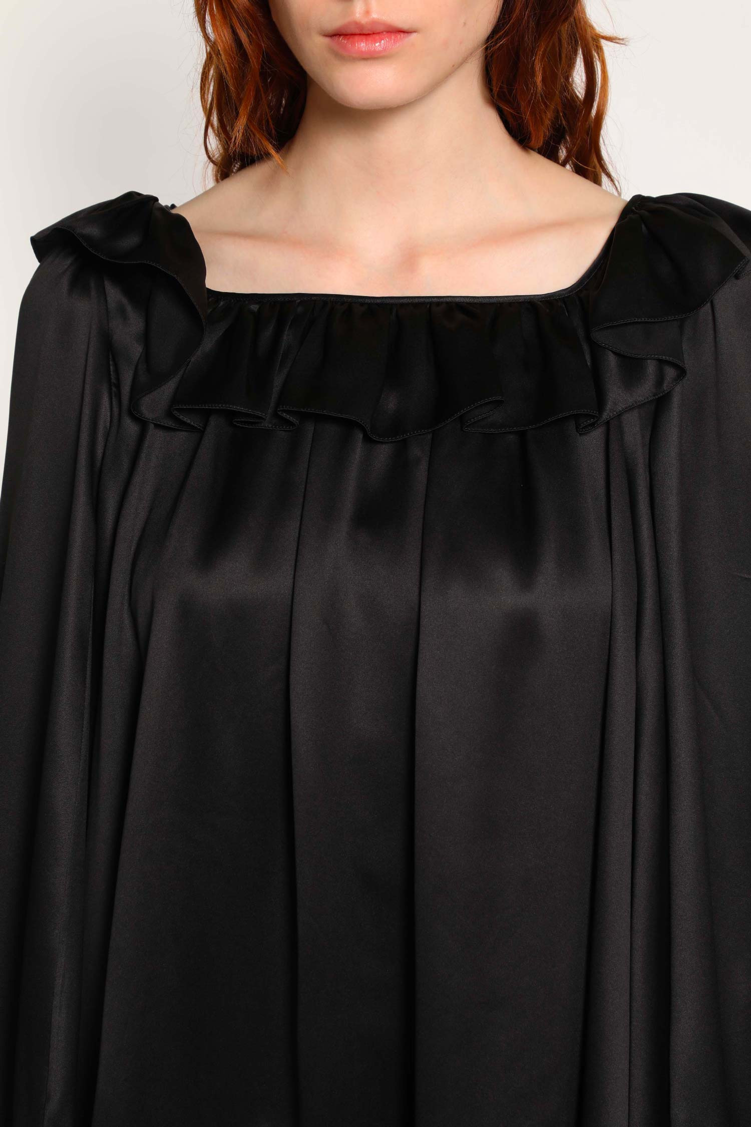 Pleated Mini Dress In Silk Satin - 5