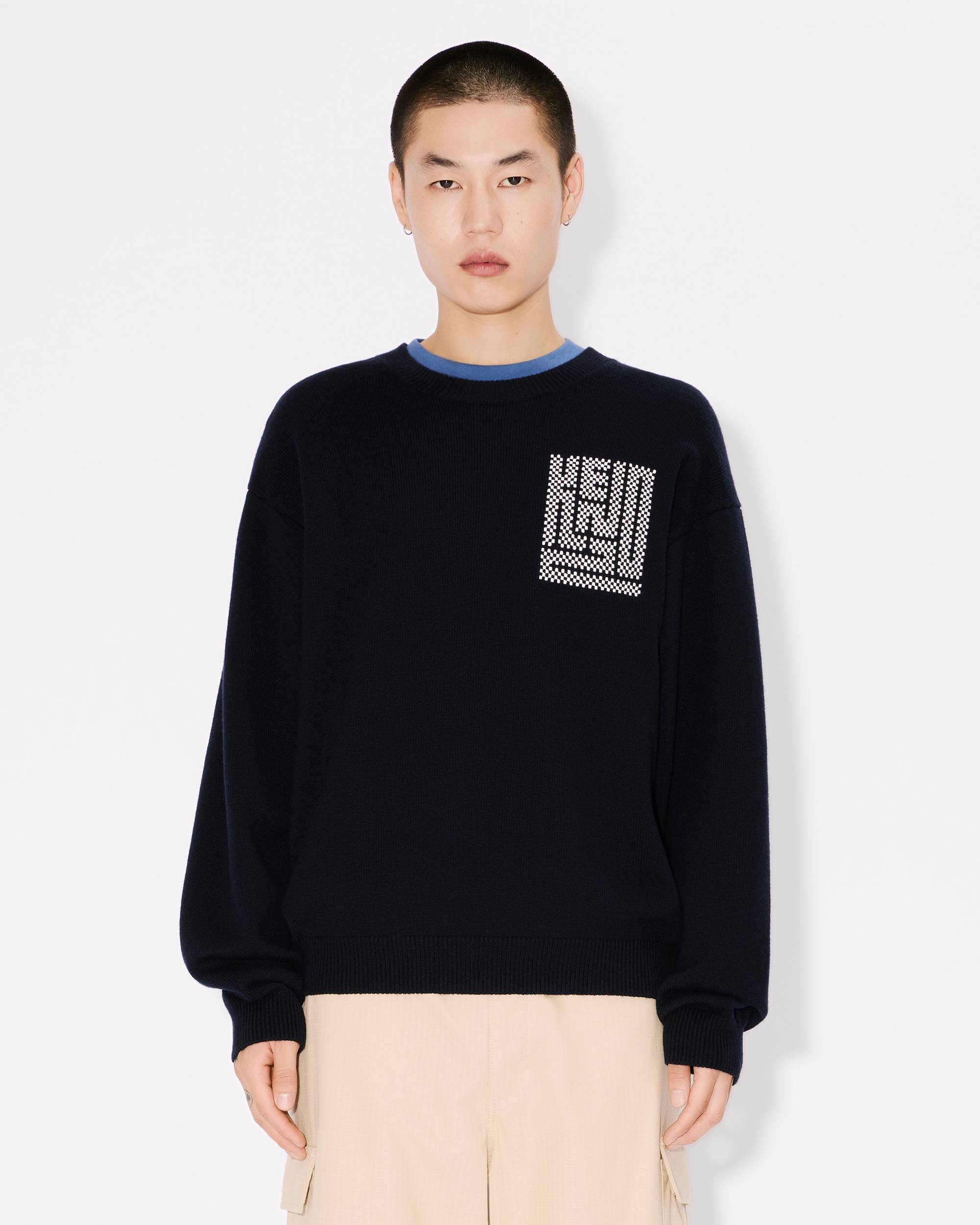 'KENZO Kamon' embroidered jumper in wool and cotton - 3