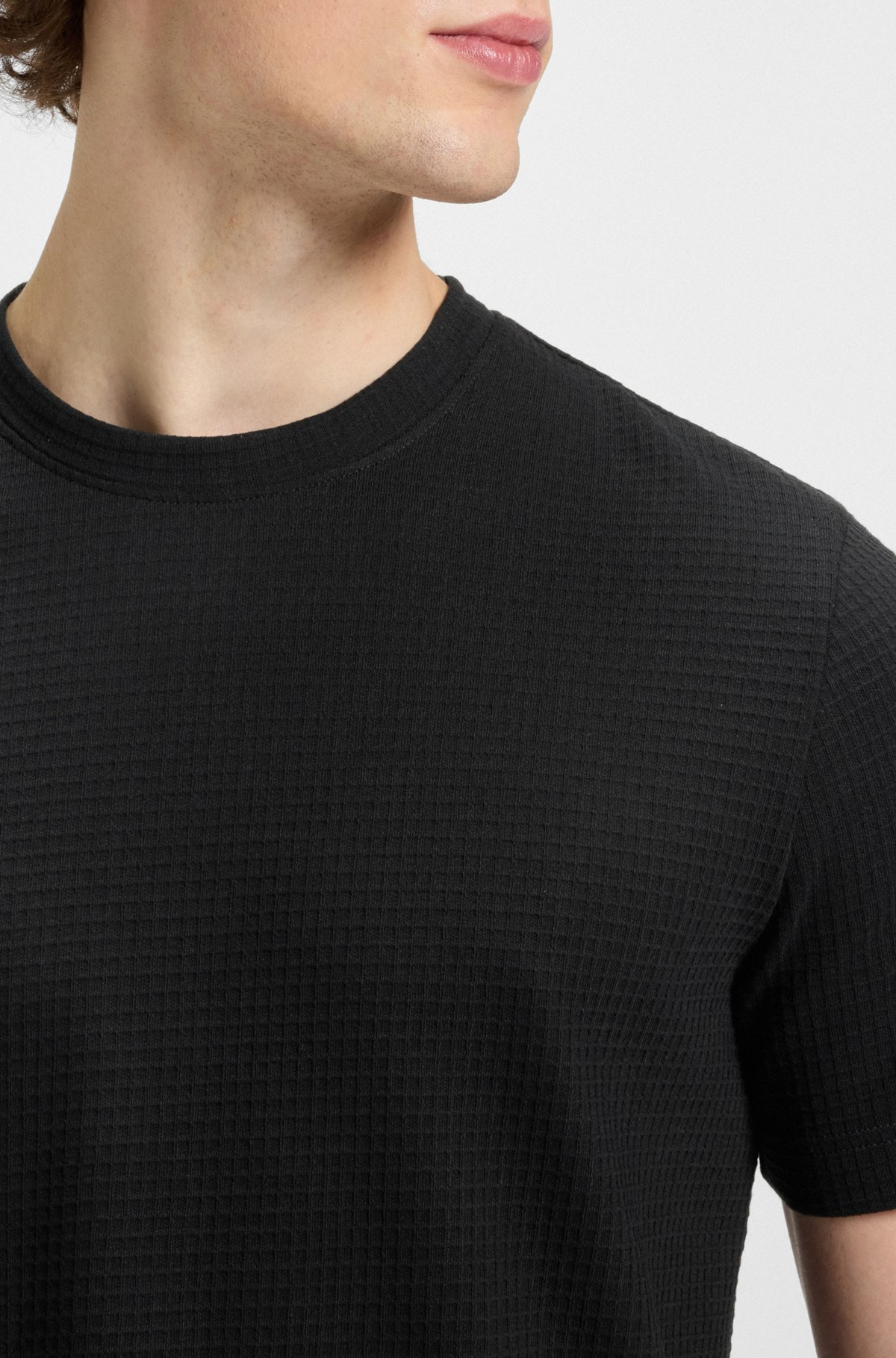 WAFFLE-STRUCTURED PAJAMA T-SHIRT WITH EMBROIDERED LOGO - 5