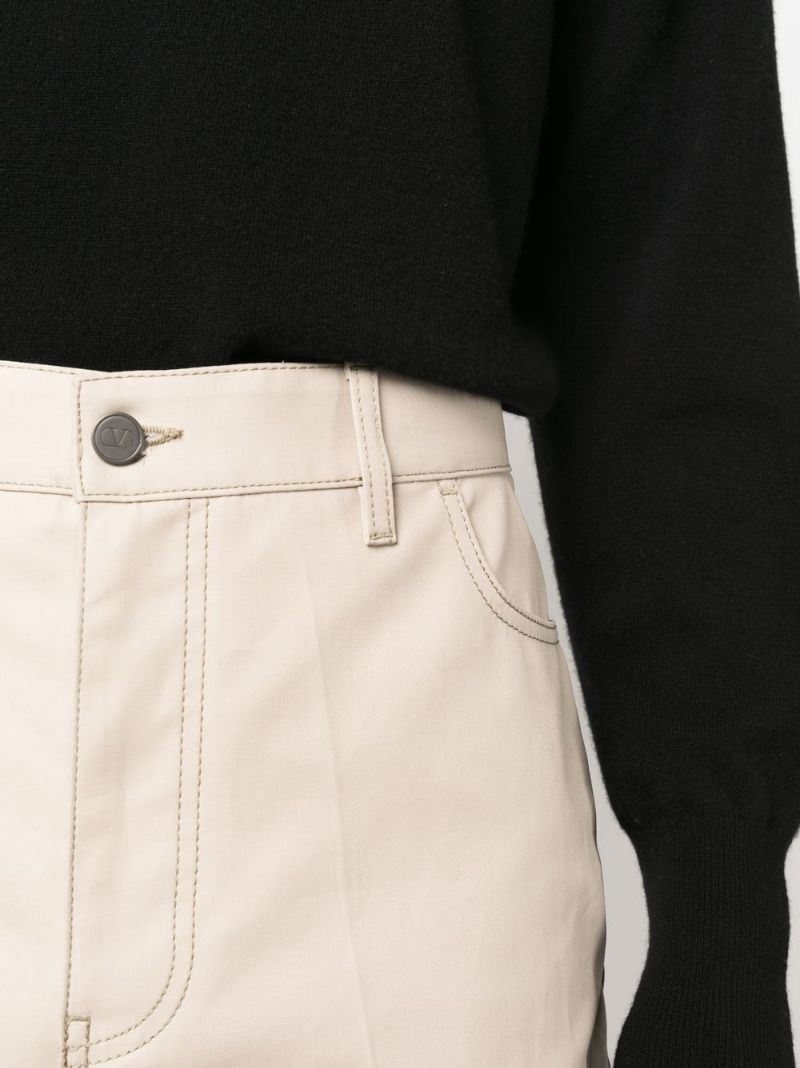 wide-leg contrast-stitch trousers - 5