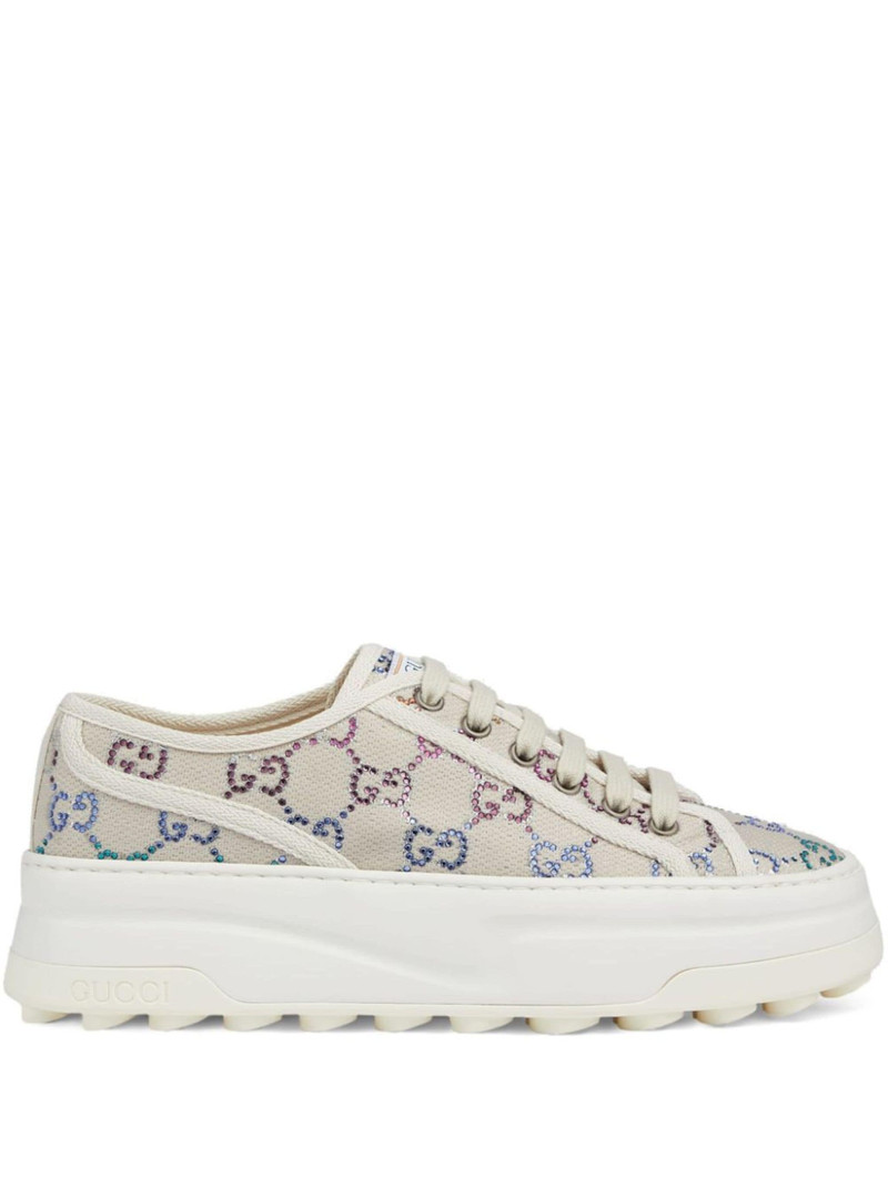 GG-embellished lace-up sneakers - 1