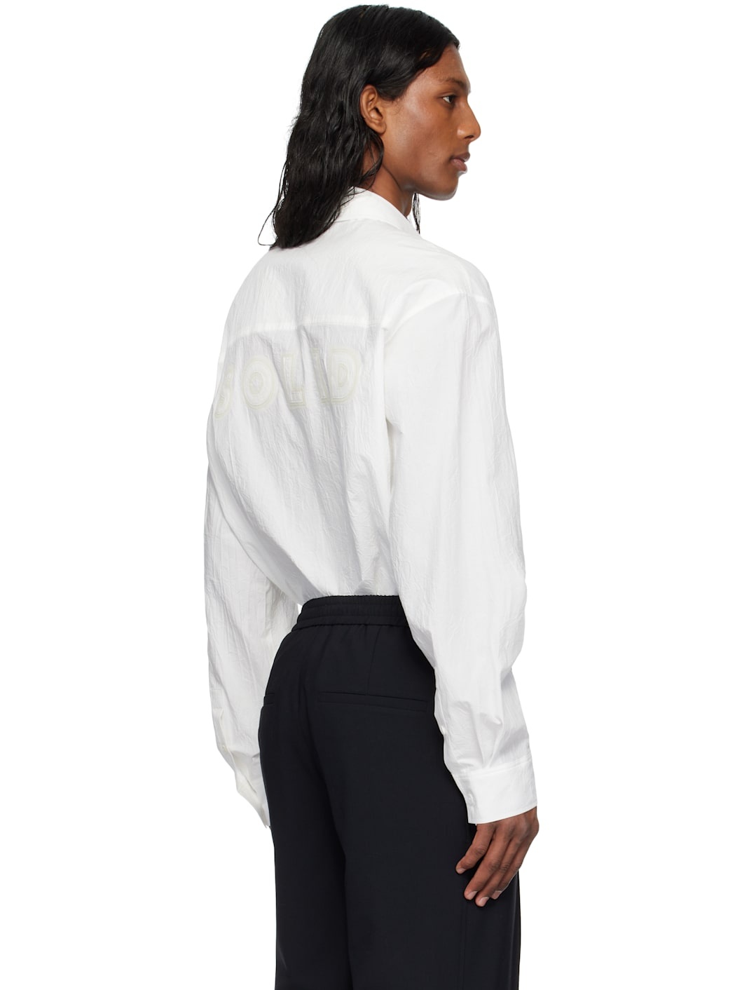 White 'Solid' Back Logo Applique Shirt - 3