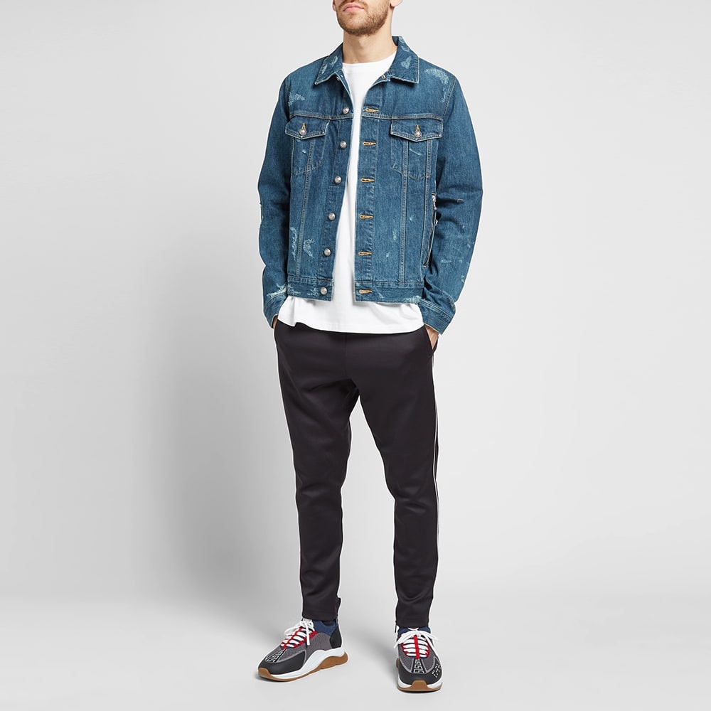 Balmain Taped Logo Distressed Denim Jacket - 10