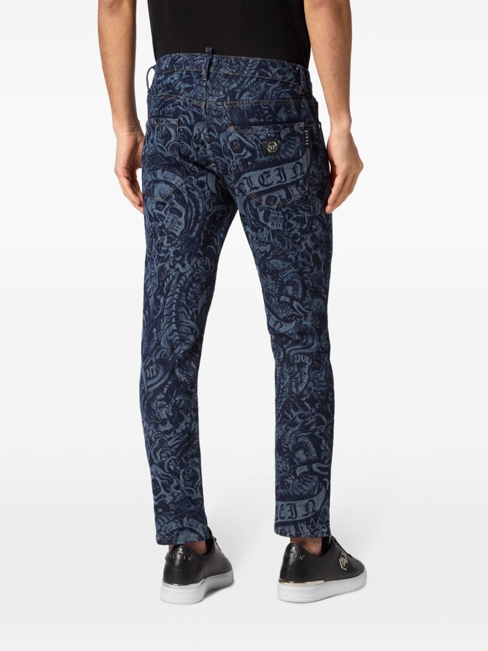 tattoo-print skinny jeans - 4