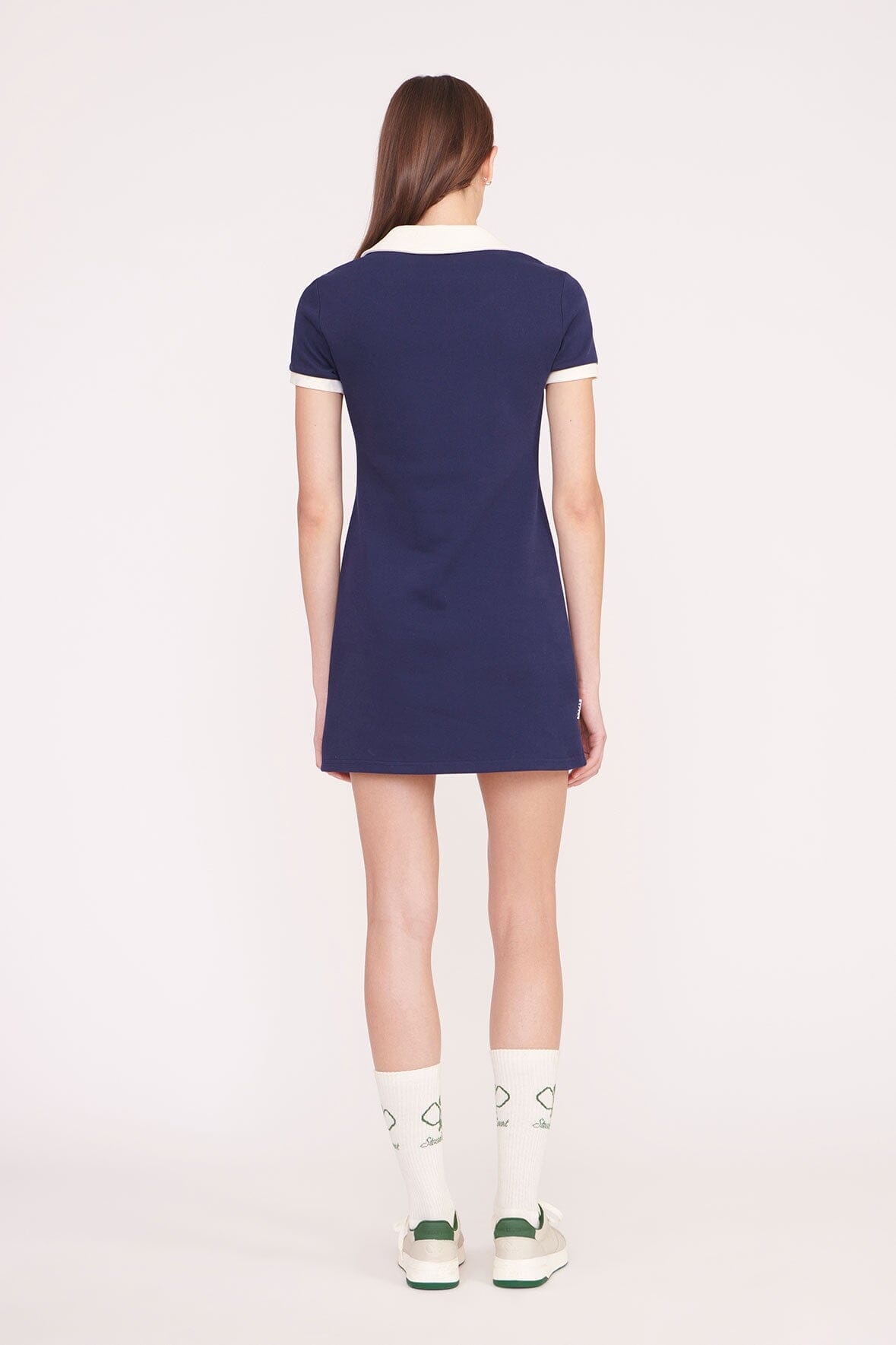 STAUD VOLLEY DRESS NAVY IVORY - 5