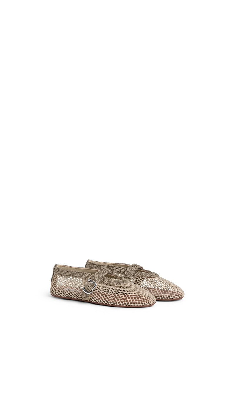 Alaïa BALLET FLATS IN FISHNET AND SATIN CORD outlook