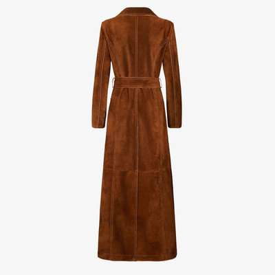 FENDI Brown suede trench coat outlook