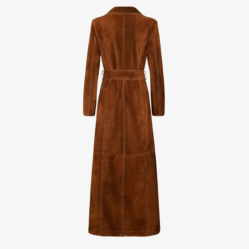FENDI Brown suede trench coat outlook