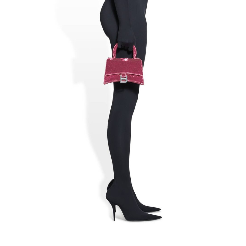 Women's Hourglass Xs Handbag With Chain And Sequin in Pink 3