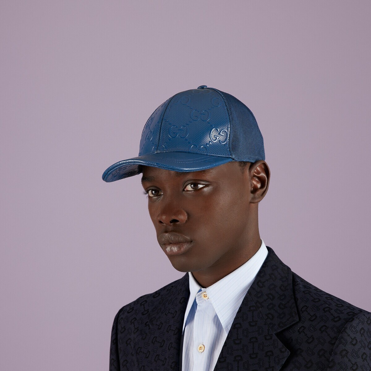GG leather baseball hat - 3