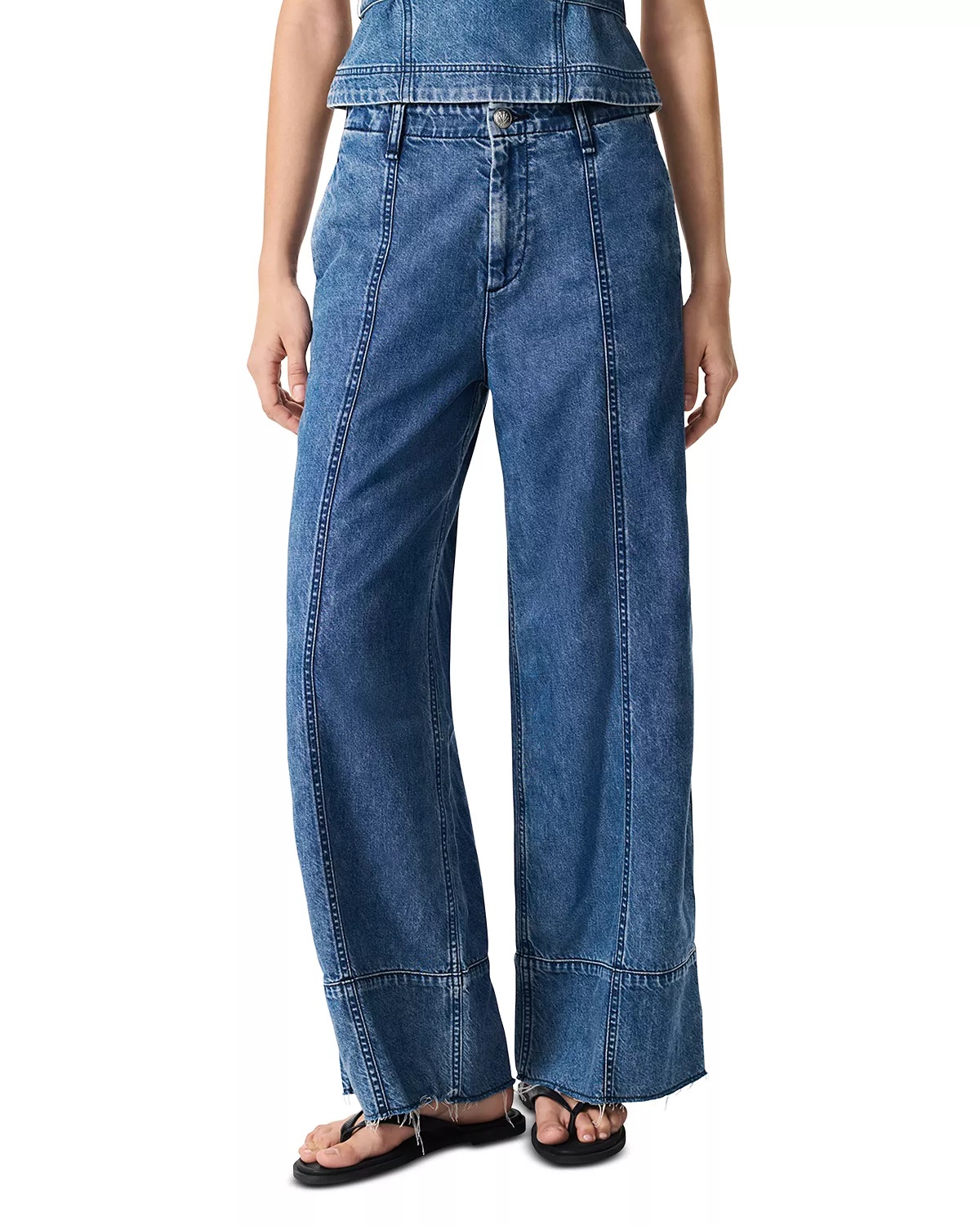 Featherweight Arianna Cropped Palazzo Jeans in Beekman - 1
