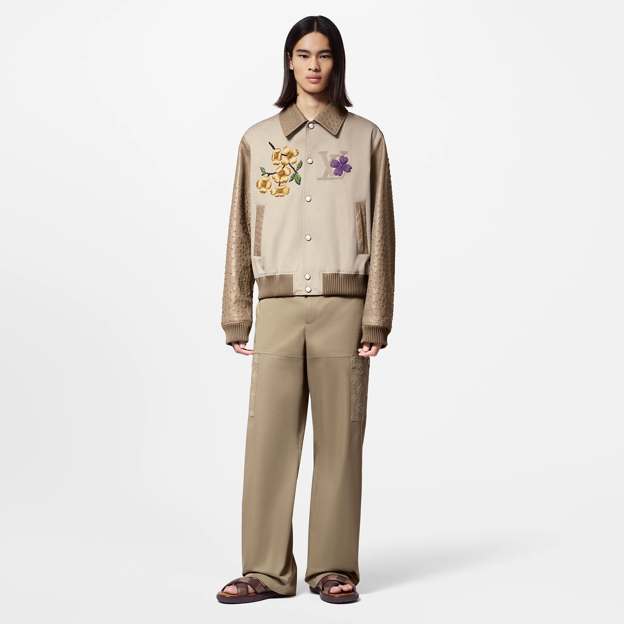 Embroidered Ostrich Varsity Jacket - 4