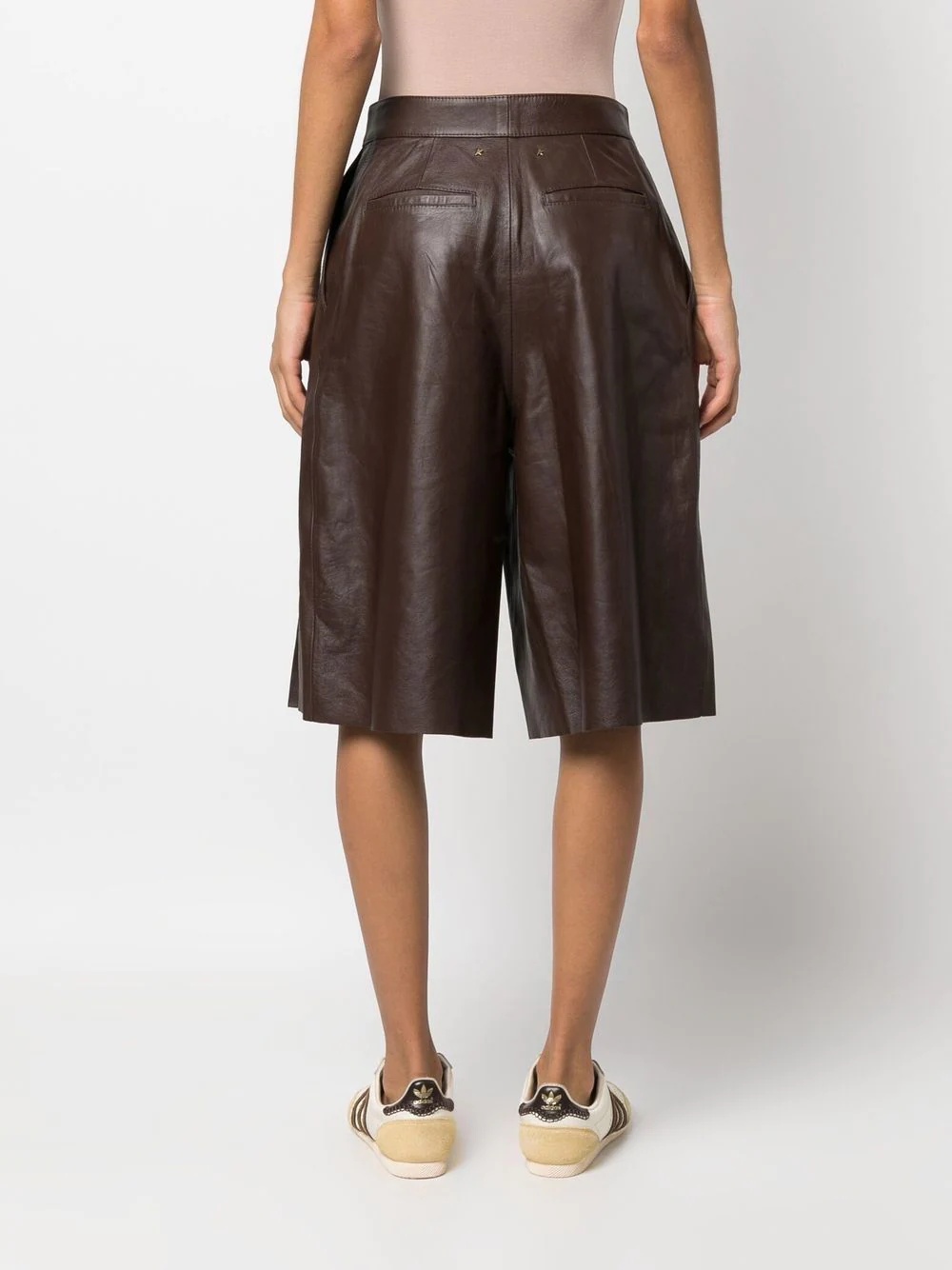 pleated leather shorts - 4