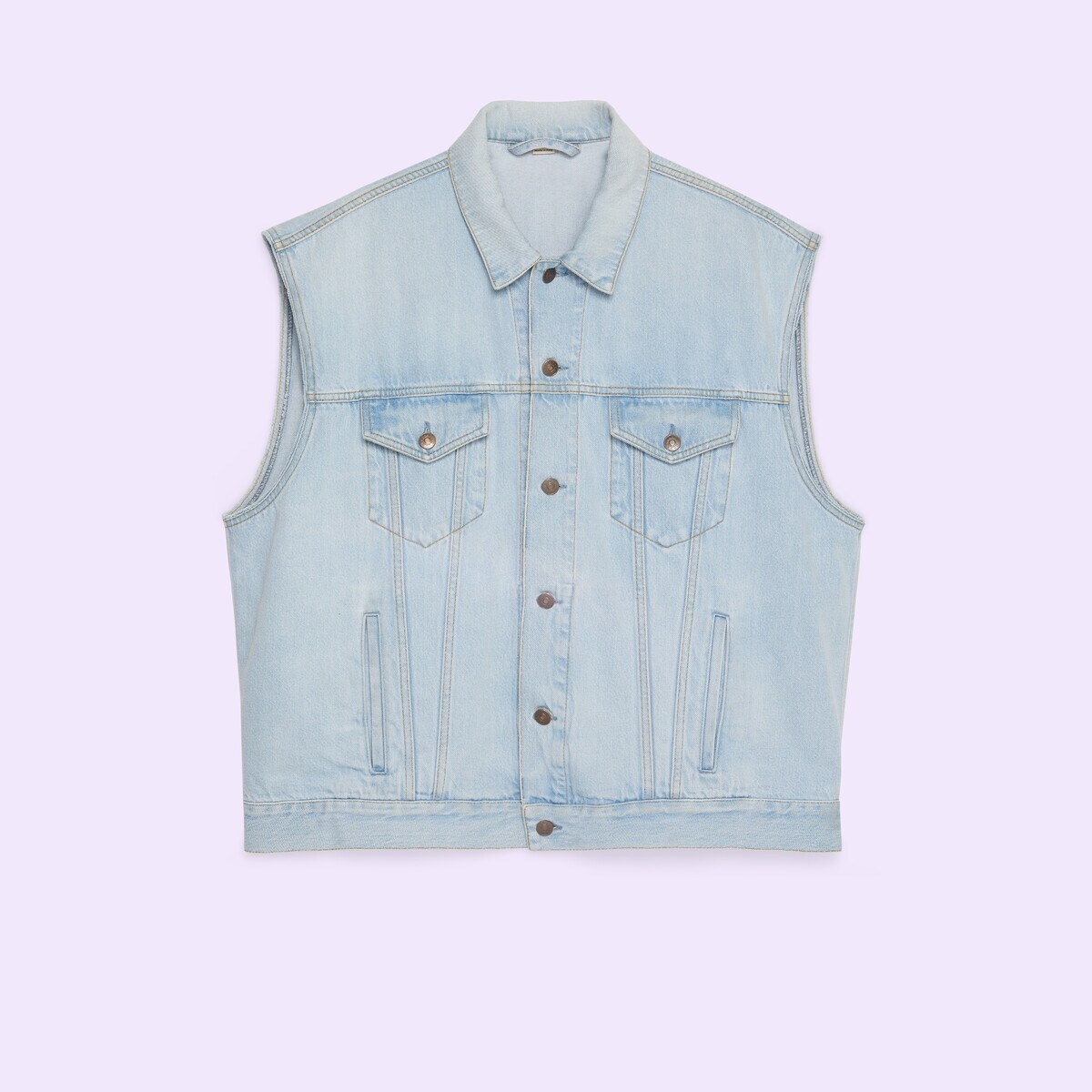 Denim vest with Gucci patch - 1