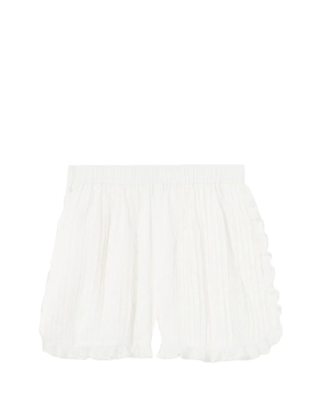 lace-trim pleated shorts - 1