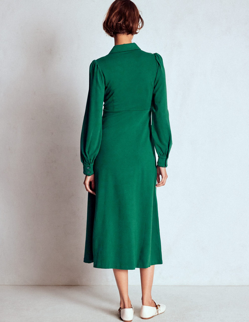 Pip Zip-Up Ponte Midi Dress-Emerald Night 4