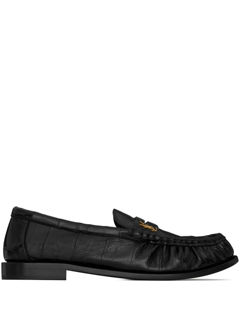SAINT LAURENT logo-plaque leather loafers outlook
