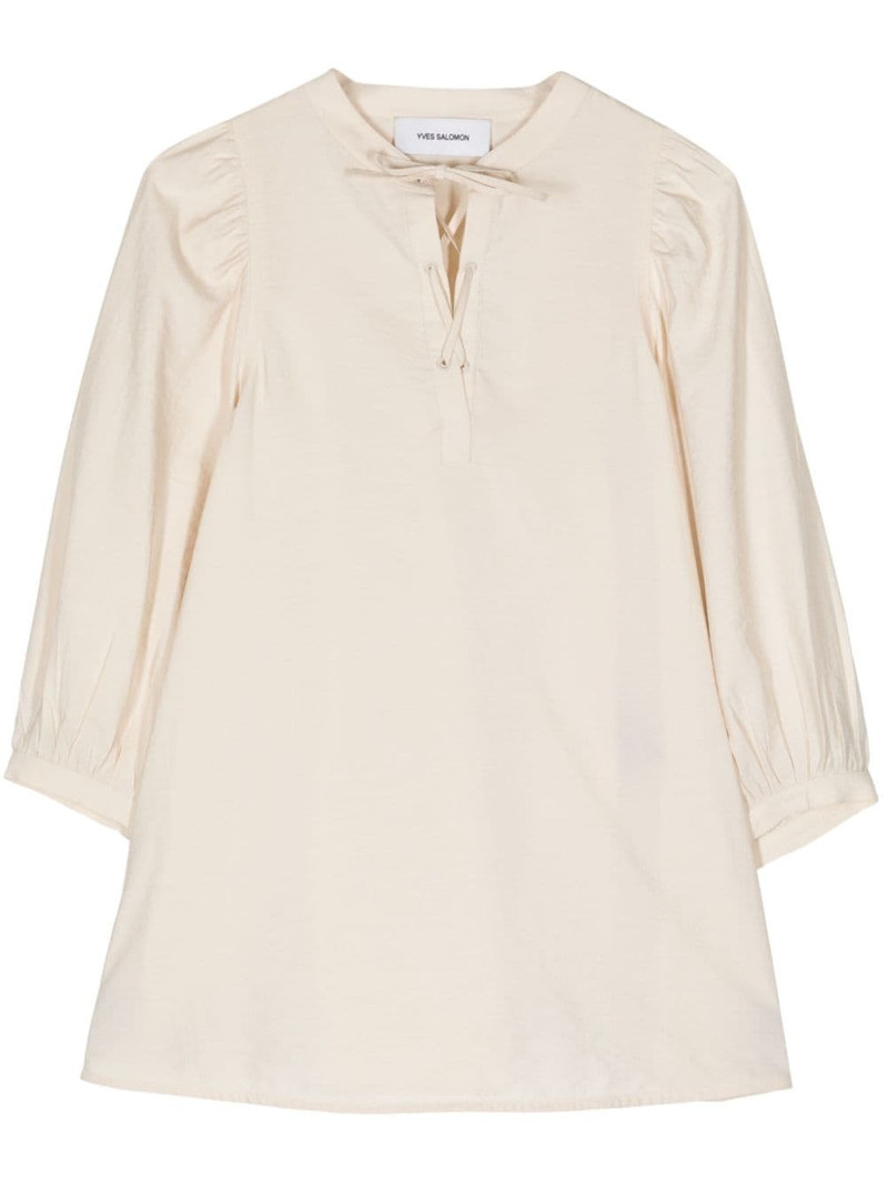 tie-neck silk seersucker blouse 1