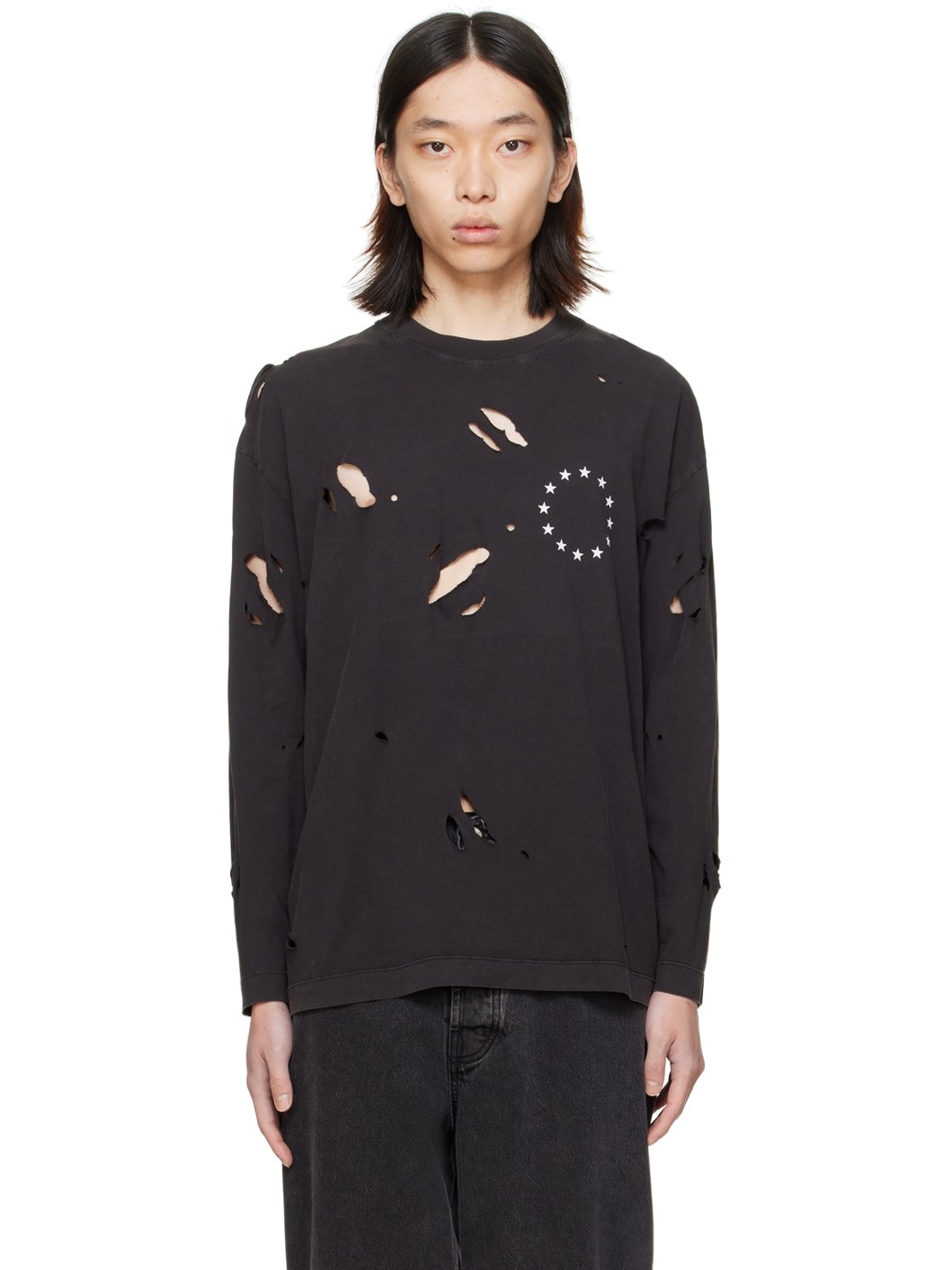Black Spirit Europa Destroyed Long Sleeve T-Shirt - 1