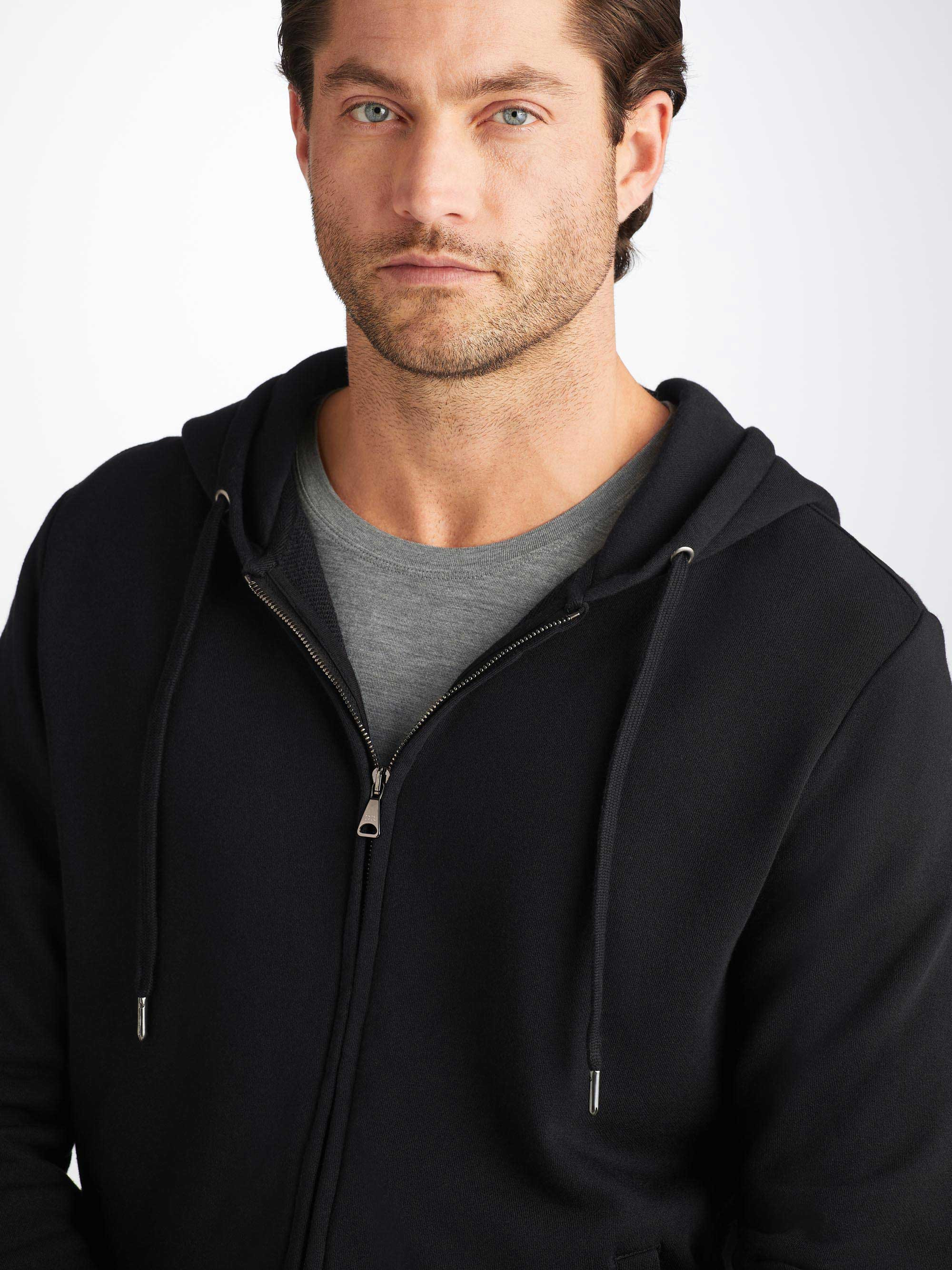 Men's Hoodie Quinn Cotton Modal Black - 5