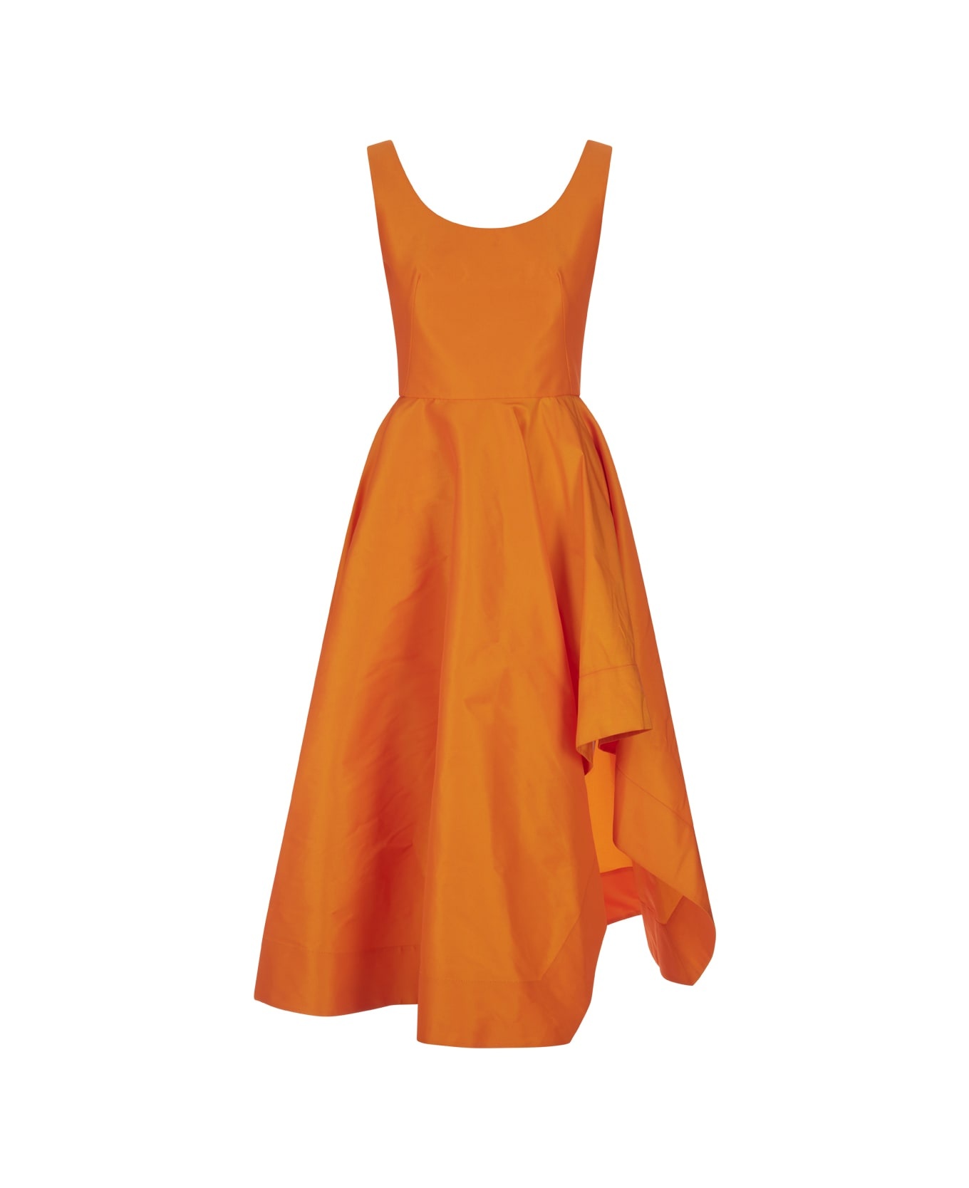 Asymmetrical And Draped Dress In Orange - 1