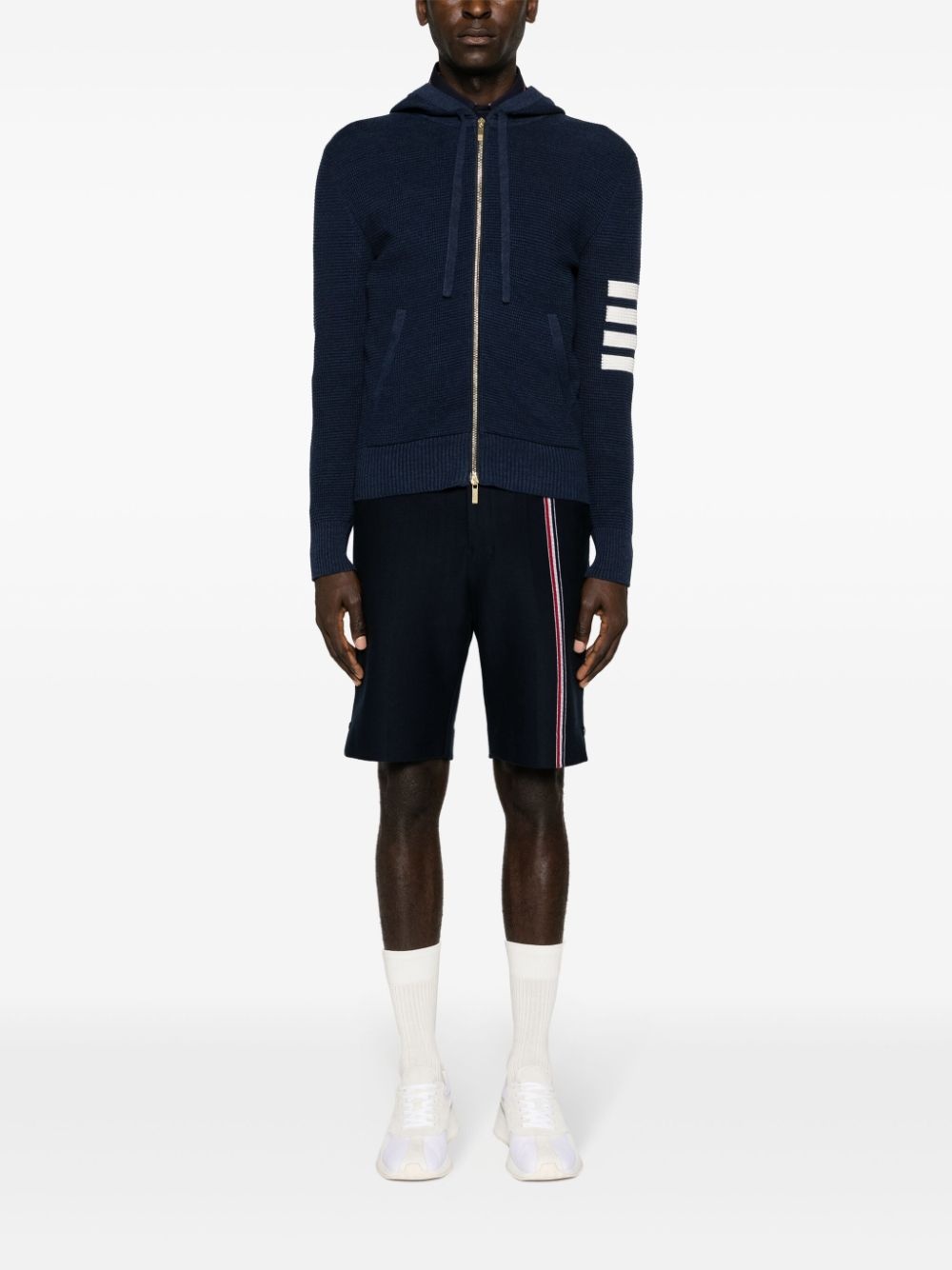 4-Bar stripe waffle-knit hoodie - 2