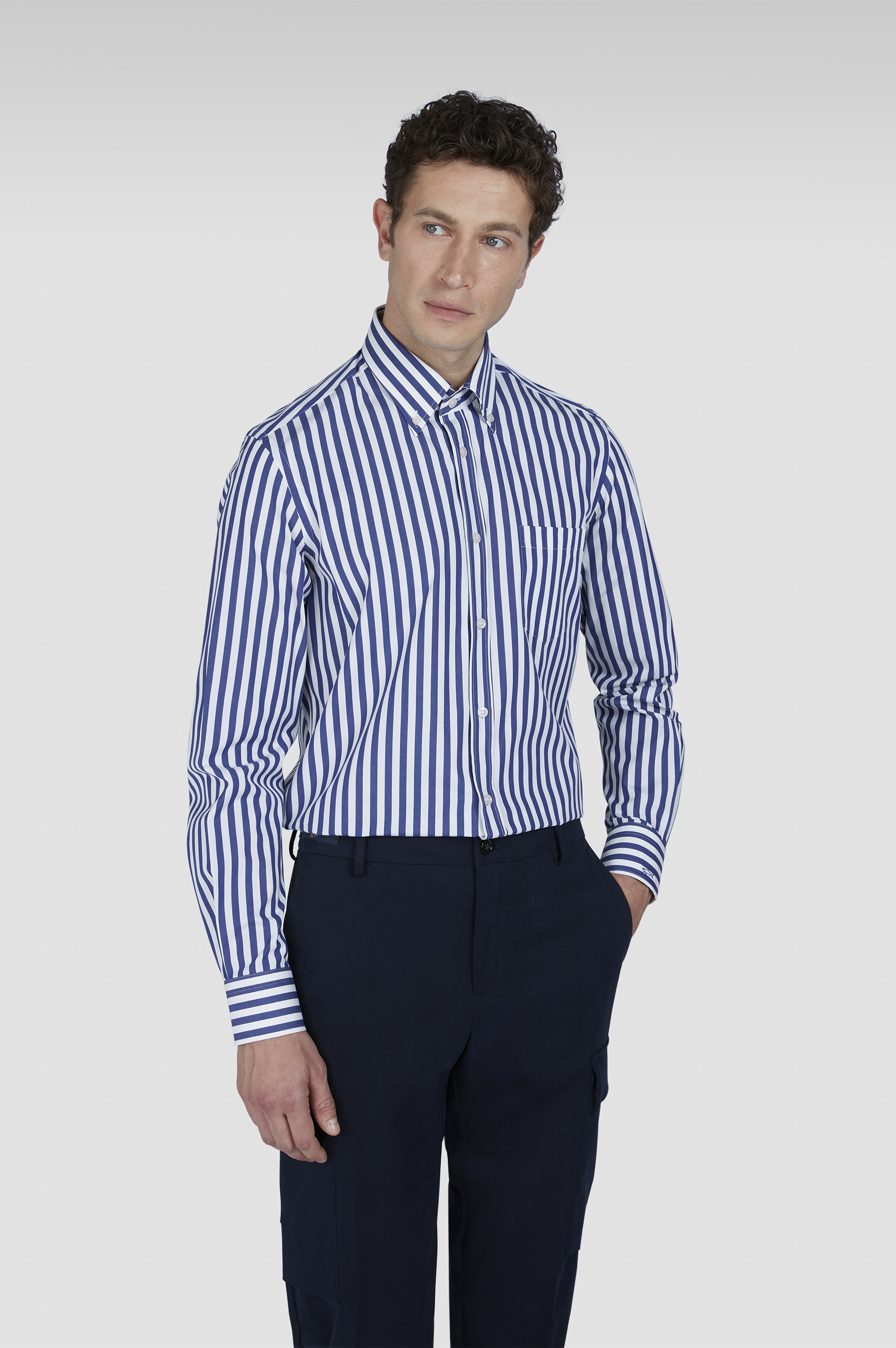 SOFT TOUCH COTTON POPLIN SHIRT WITH STRIPED PATTERN - 7