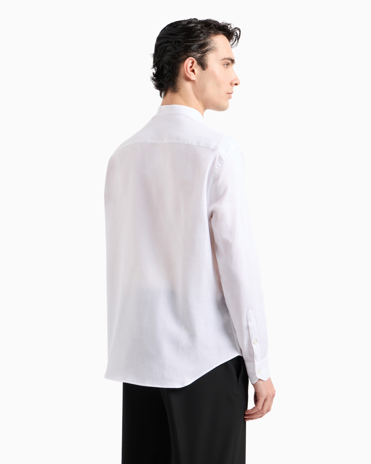 Wool-blend cotton shirt with guru collar - 3