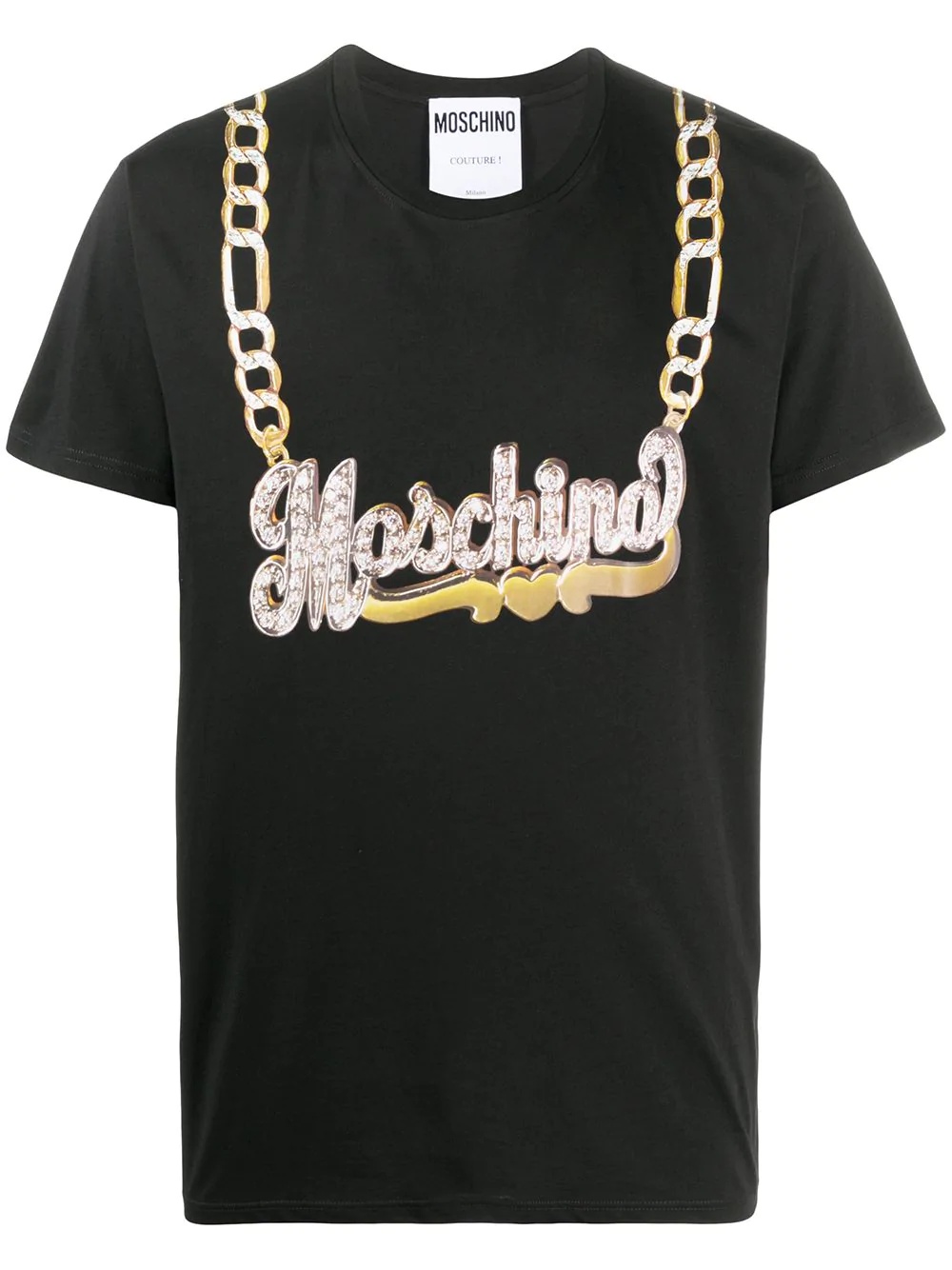 logo-chain print T-shirt - 1