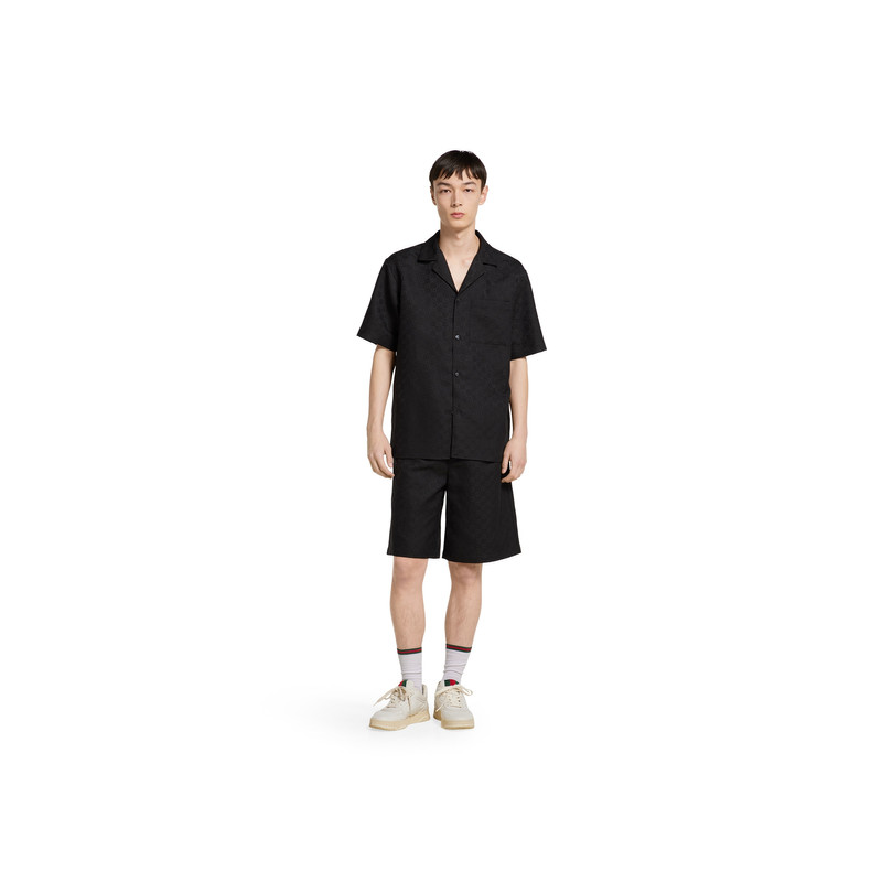 GUCCI GG canvas linen blend bowling shirt outlook