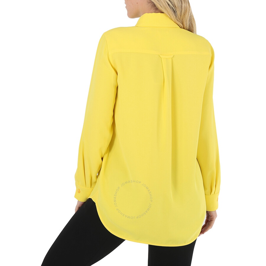 Burberry Ladies Pale Tulip Yellow Long-Sleeve Button-Down Classic Shirt - 6