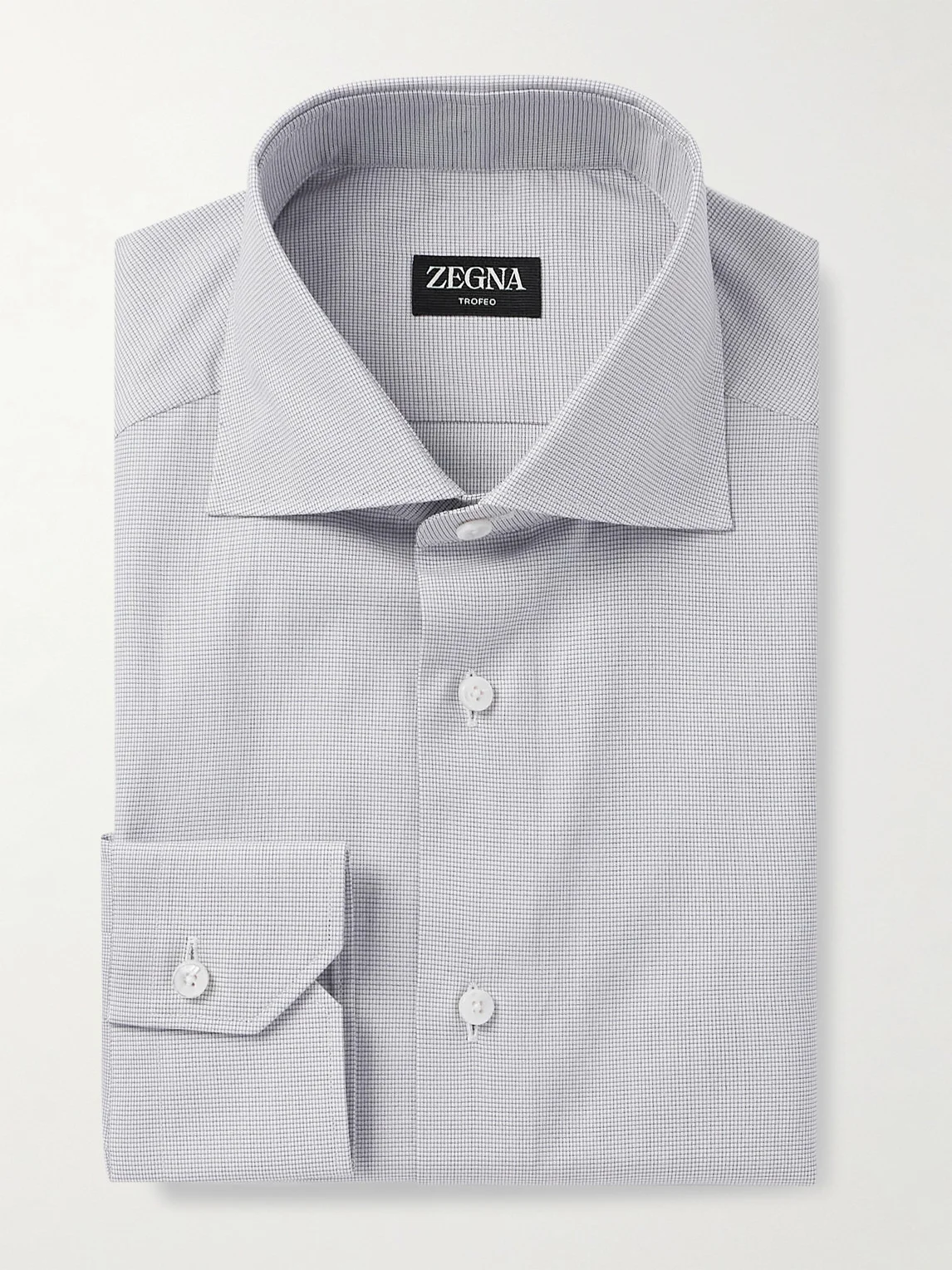 Cutaway-Collar Micro-Checked Trofeo™ Cotton-Poplin Shirt - 1