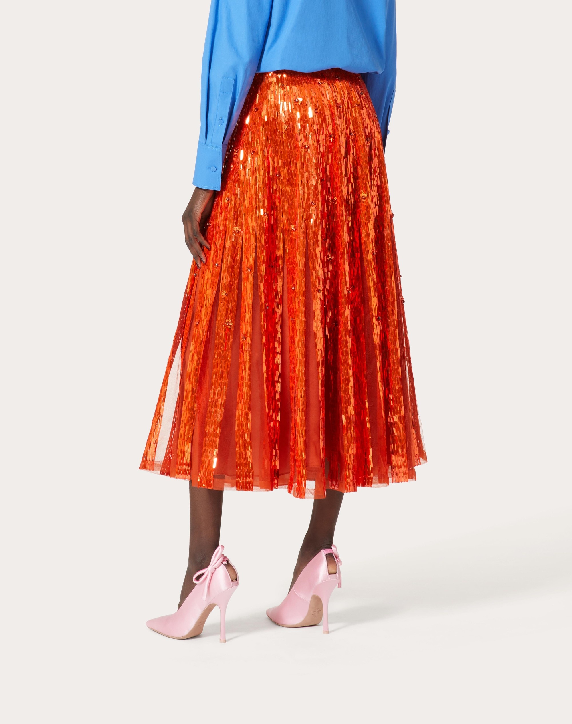 TULLE ILLUSIONE EMBROIDERED MIDI SKIRT - 4
