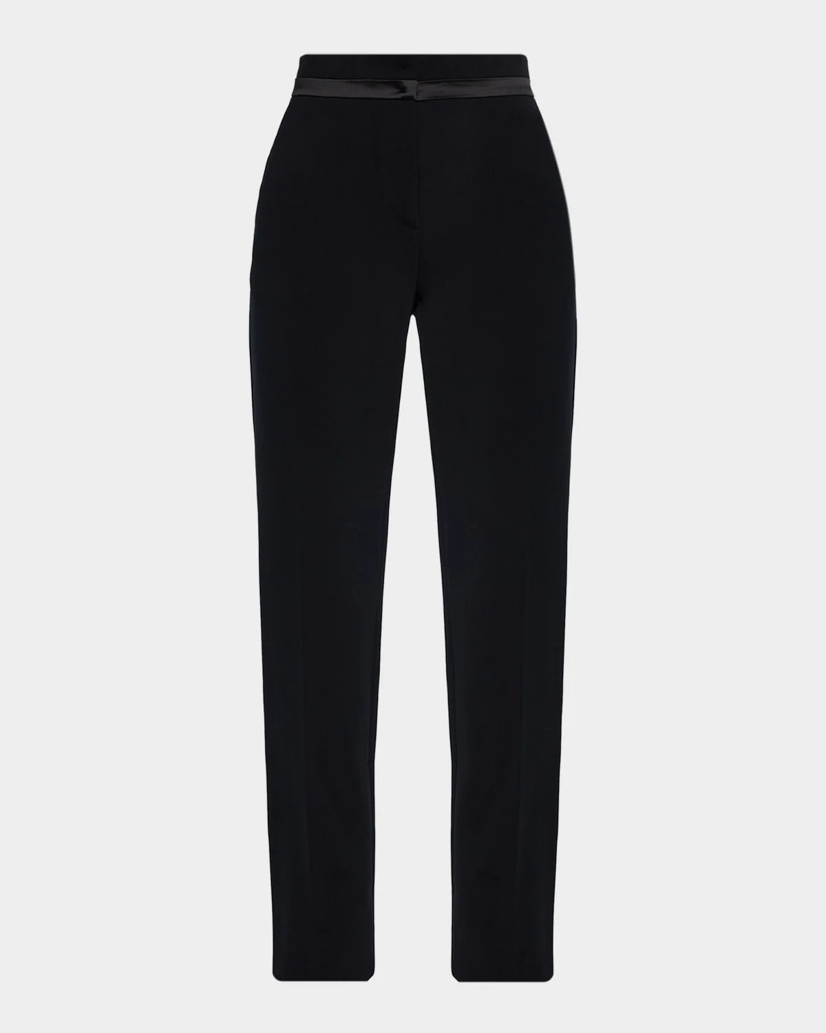 Satin-Waist Straight-Leg Trousers - 1