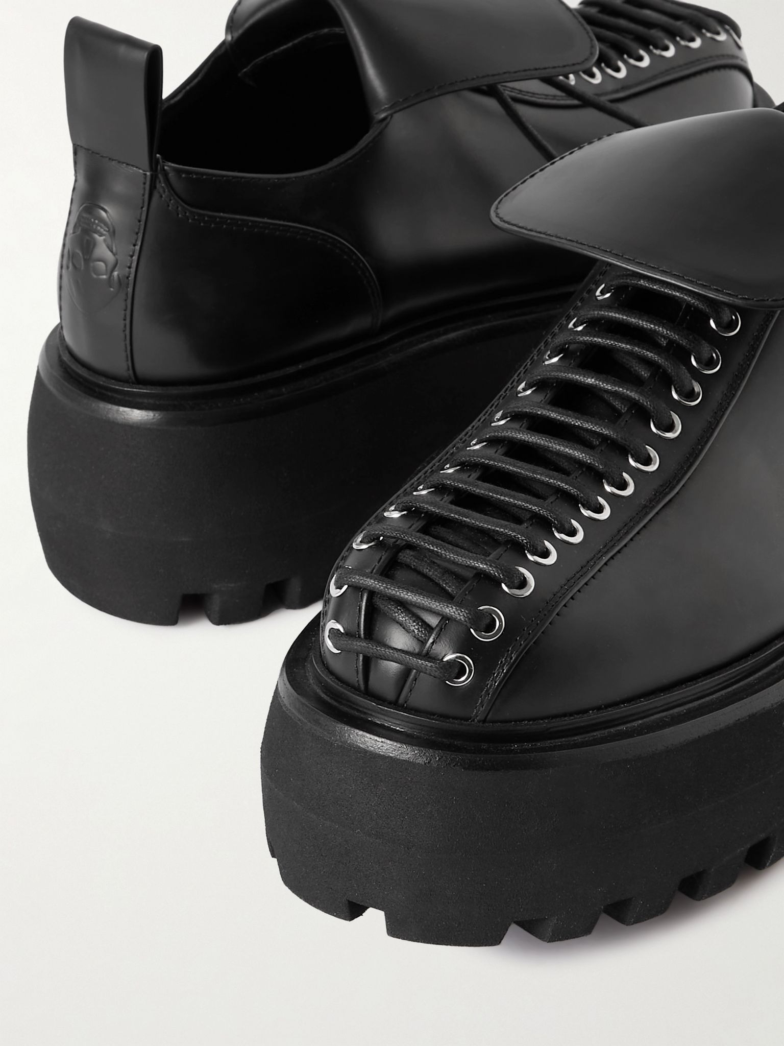 Leather platform brogues Black - 4