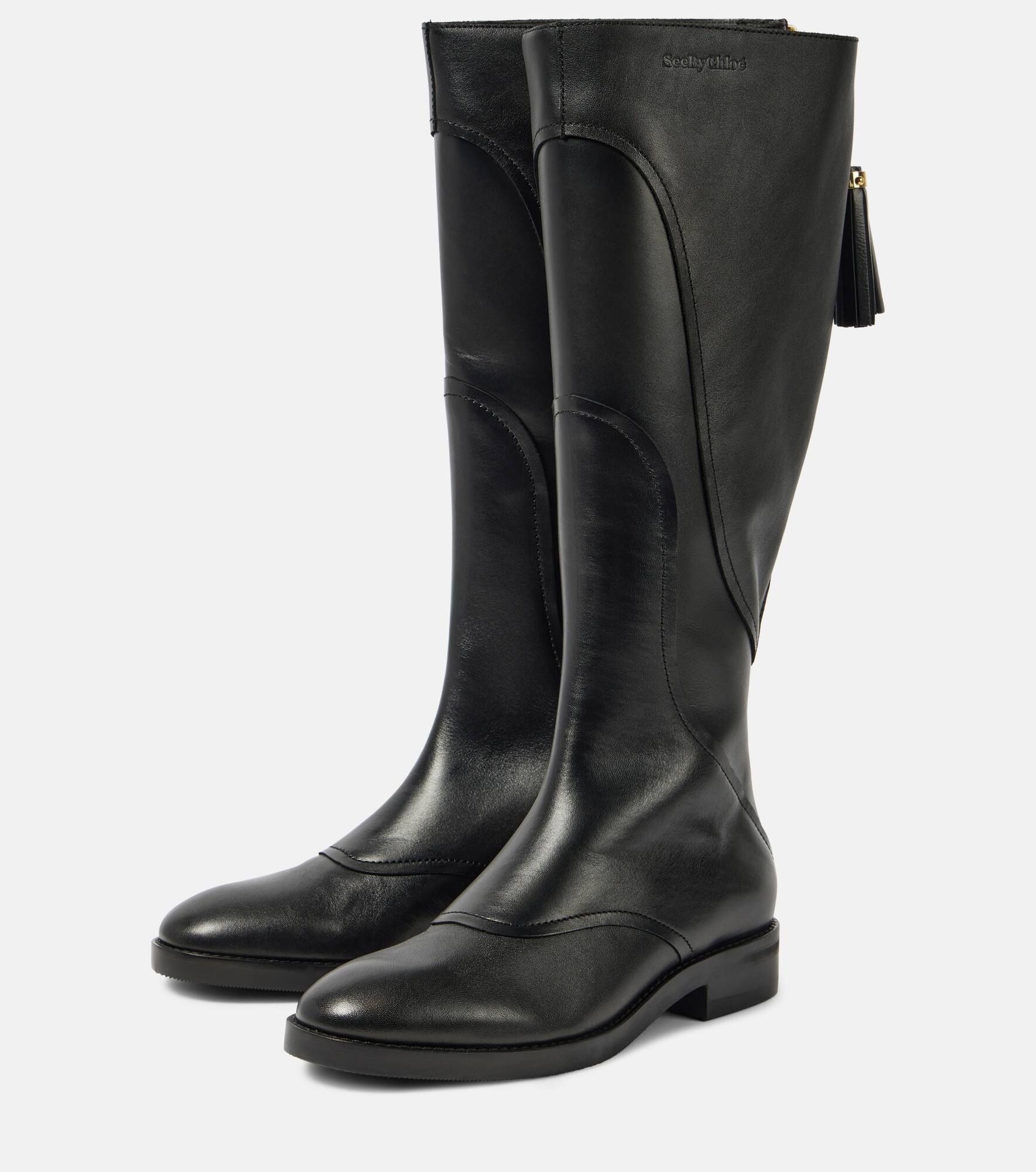 Tassel leather knee-high boots - 5