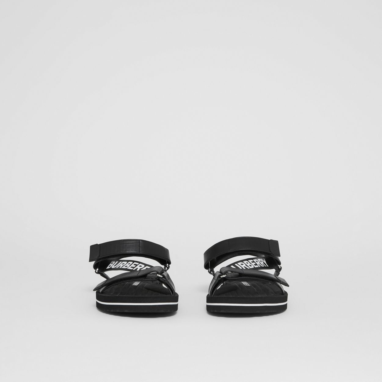 Logo Print Leather Sandals - 4