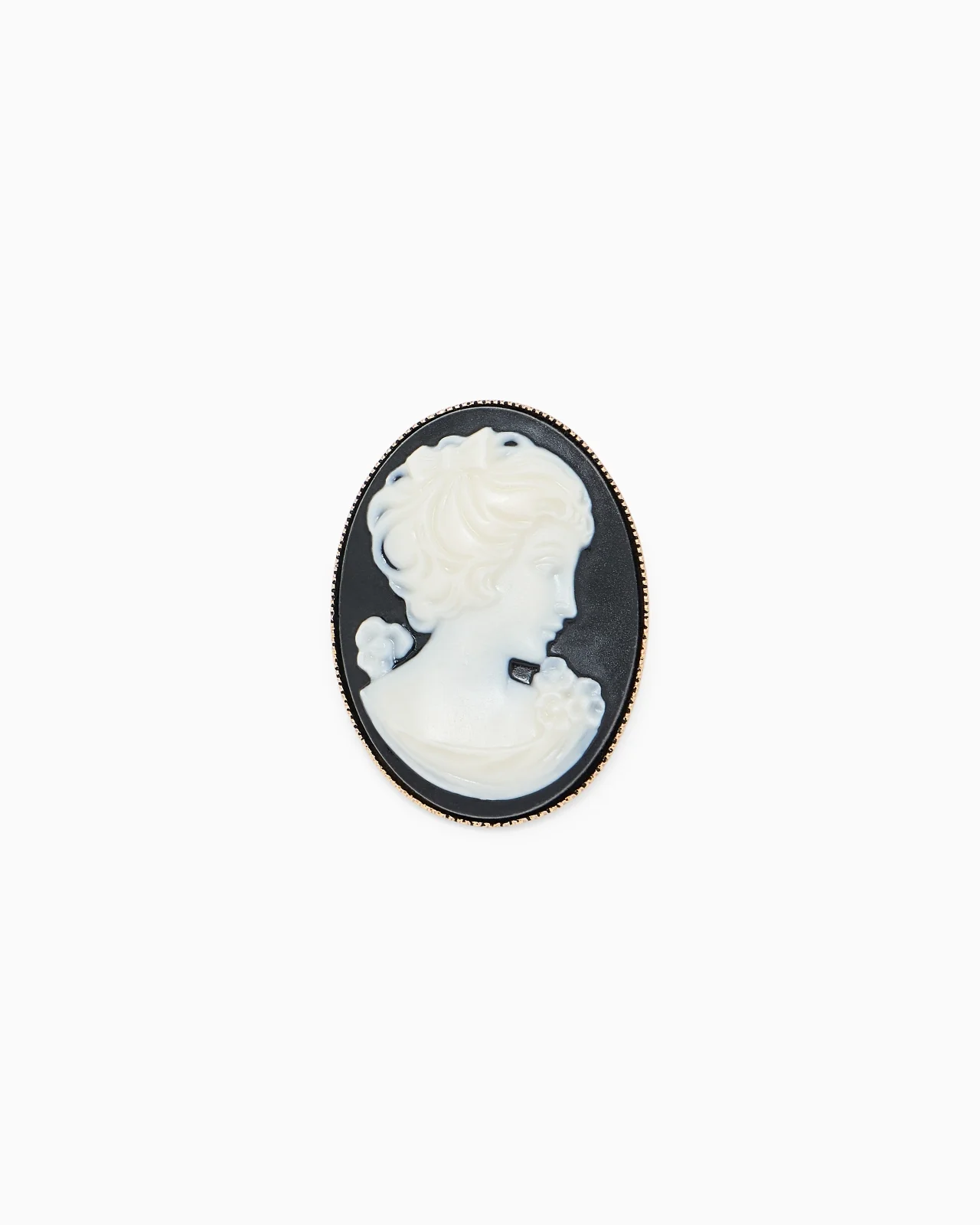 BROOCH WITH A VINTAGE-STYLE OVAL CAMEO AND FEMALE PROFILE - 1