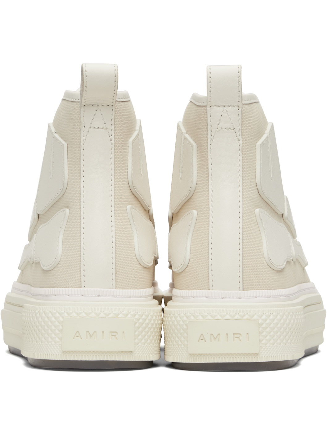 Beige & White Skel Court Hi Sneakers - 2