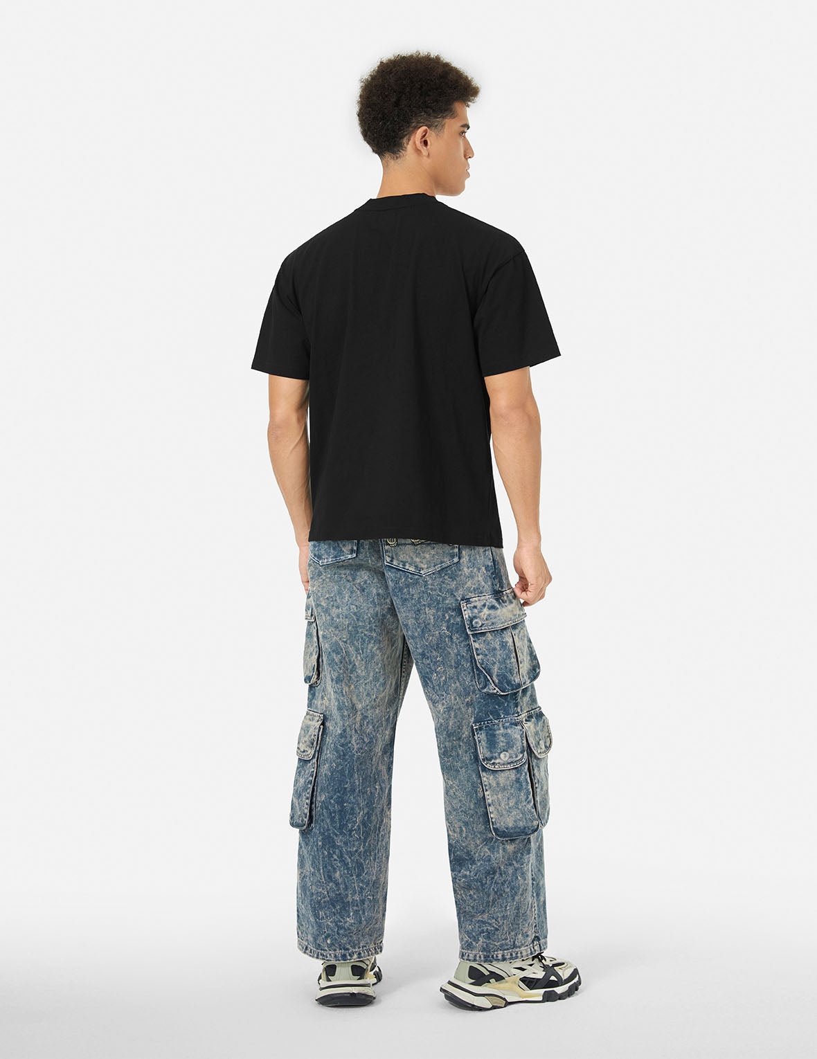 Rhinstone Logo and Godhead Print Relax Fit T-Shirt - 4