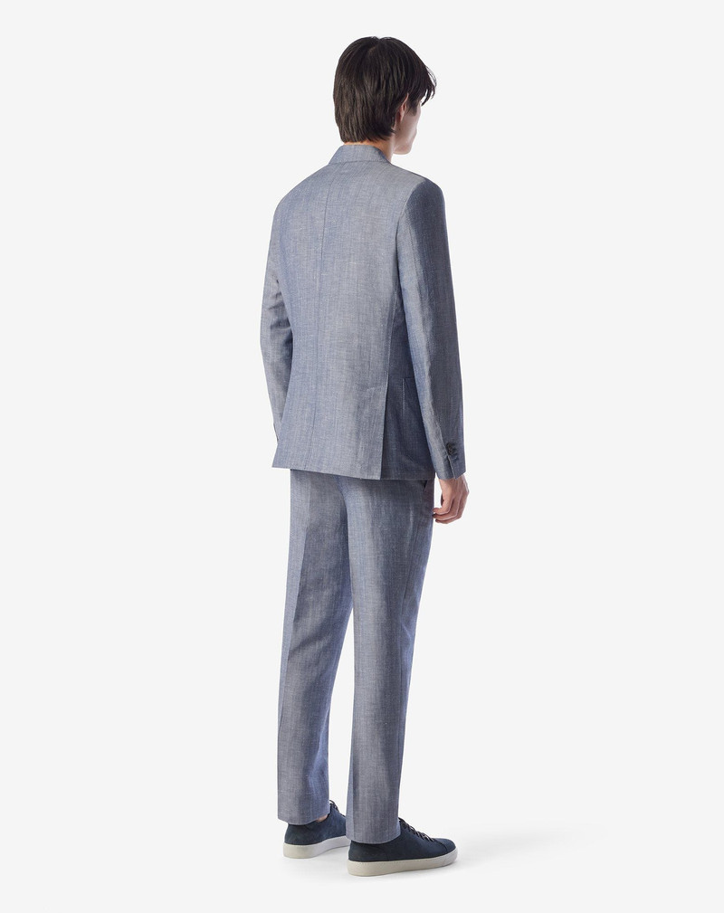 Denim blue wool and linen suit 3