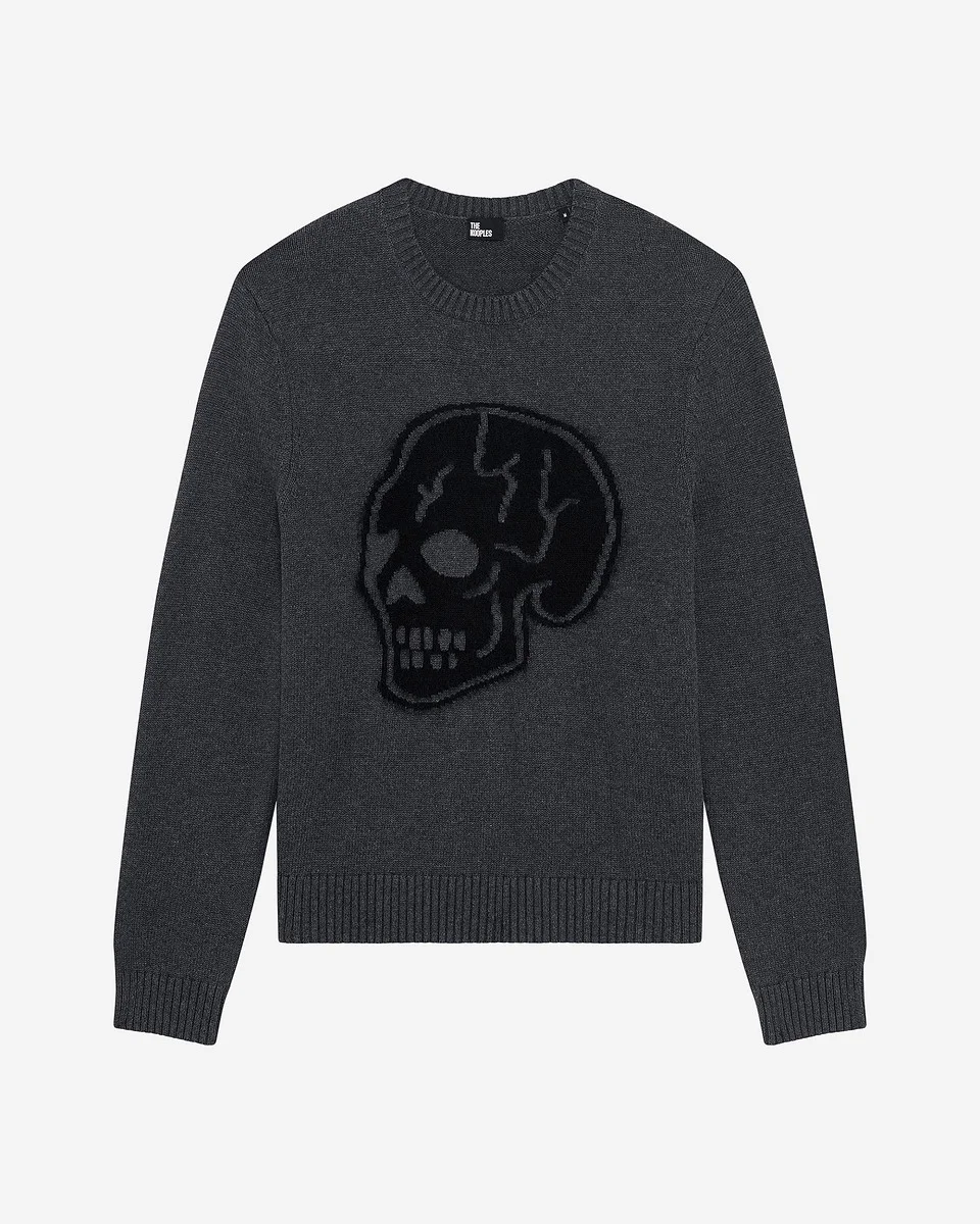 LIGHT GREY SKULL SWEATER - 1