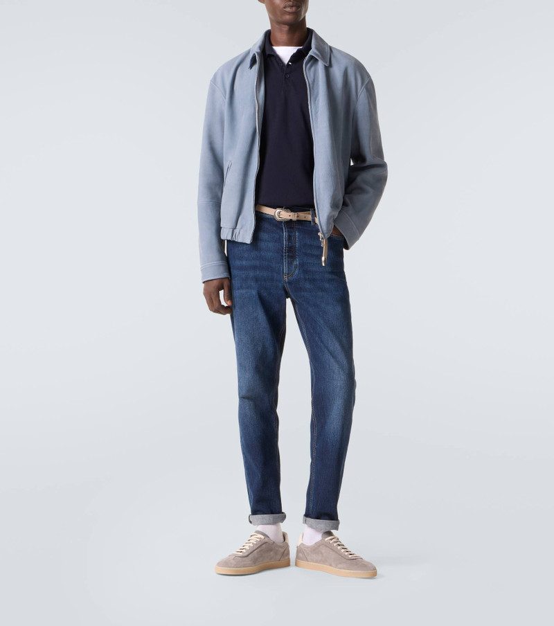 Brunello Cucinelli Embroidered cotton piqué polo shirt outlook