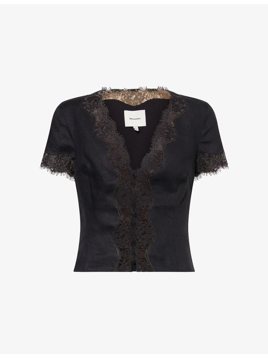 Brynn Lace-Trim Linen Top - 1