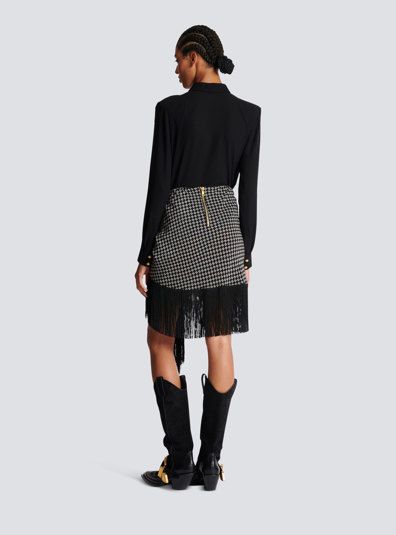 Fringed silk scarf skirt 4