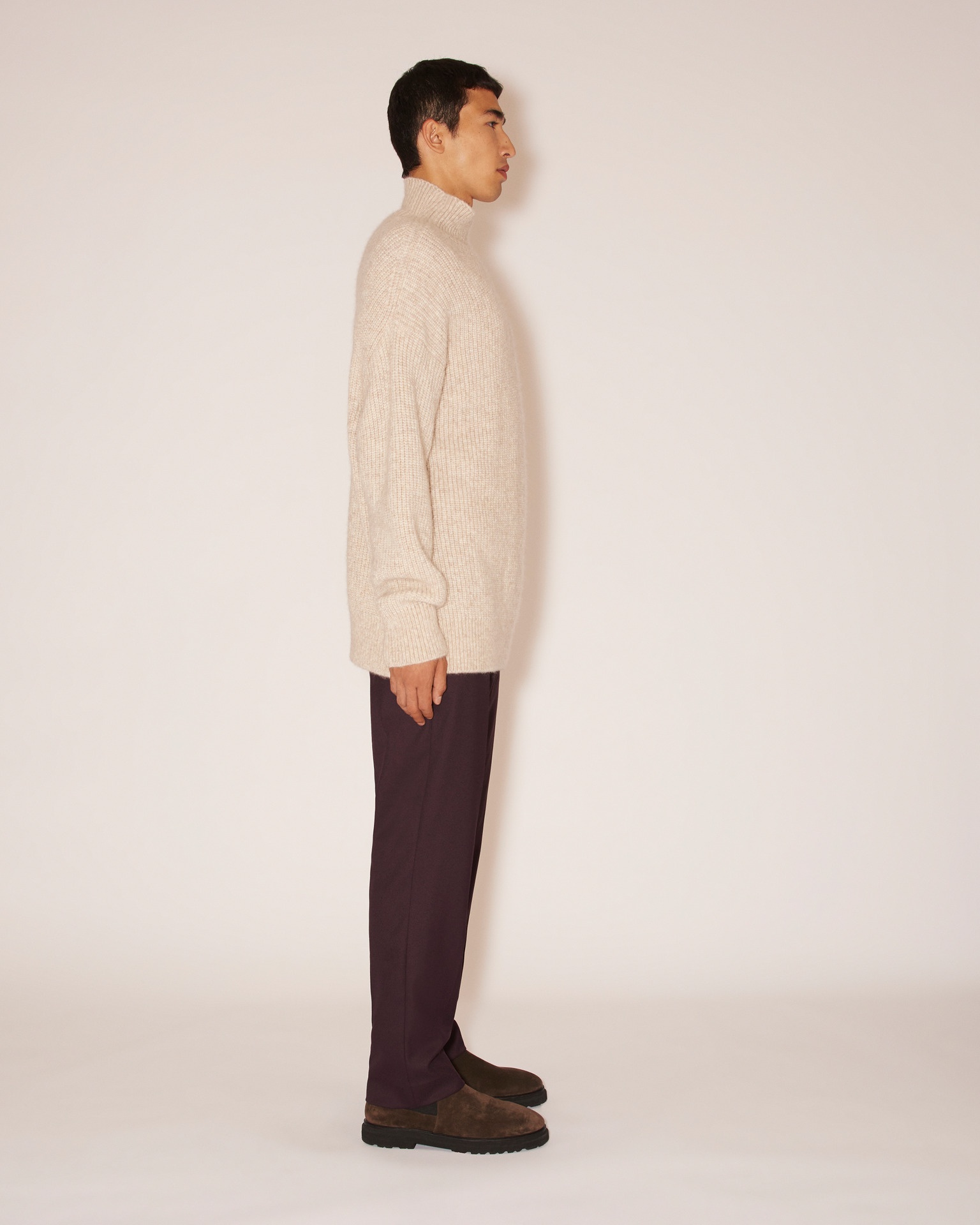 YANA MENS - Ribbed alpaca turtleneck sweater - Beige - 3